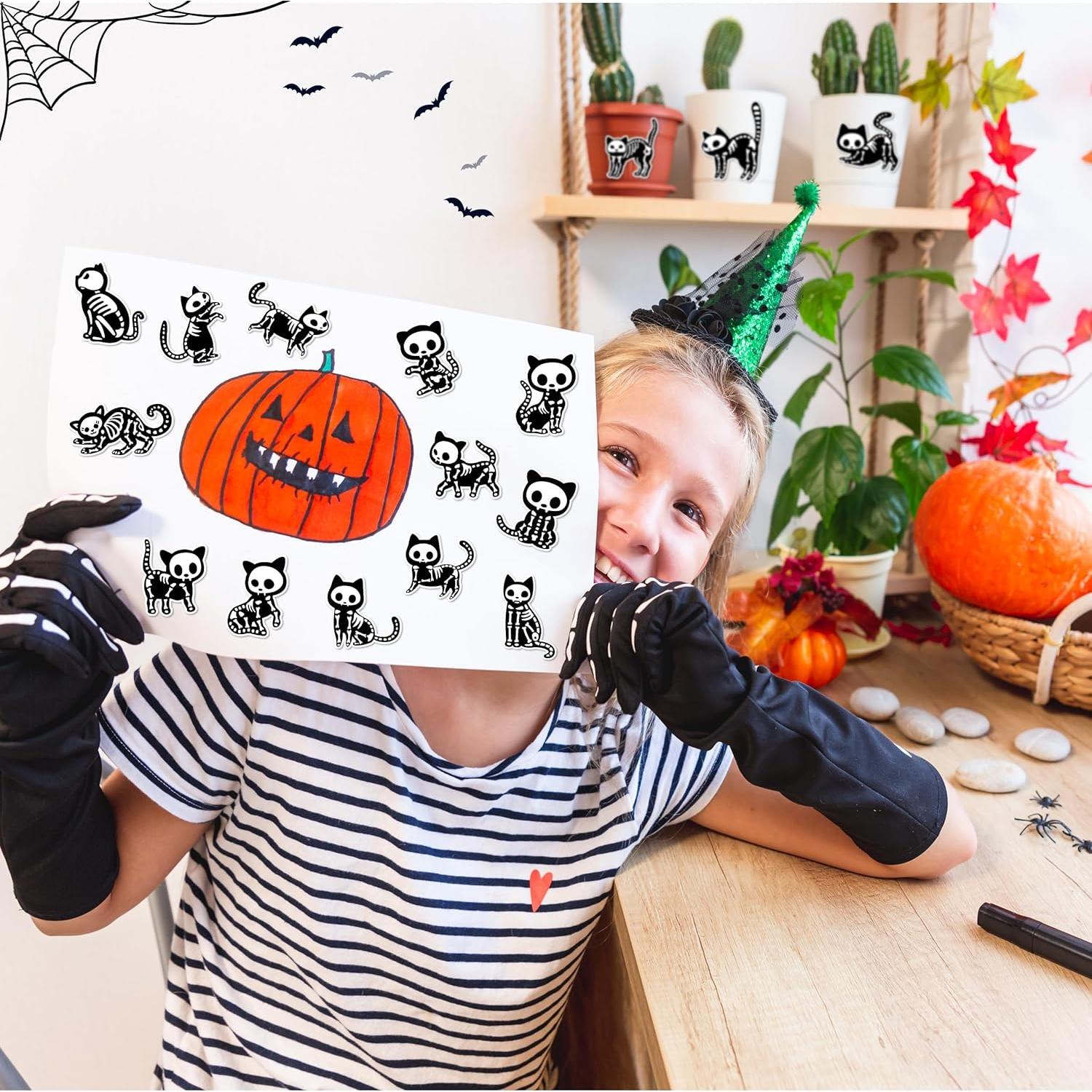 Calcomanías de Gato Esqueleto de Halloween CNhoqc - 1000 Piezas