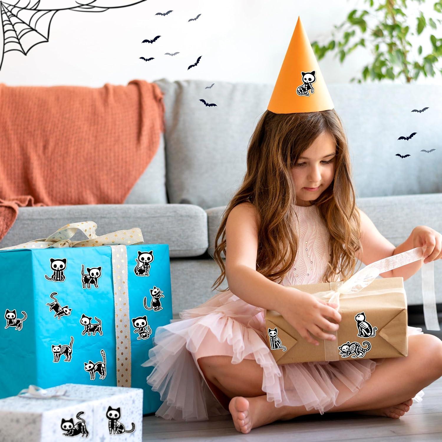 Calcomanías de Gato Esqueleto de Halloween CNhoqc - 1000 Piezas