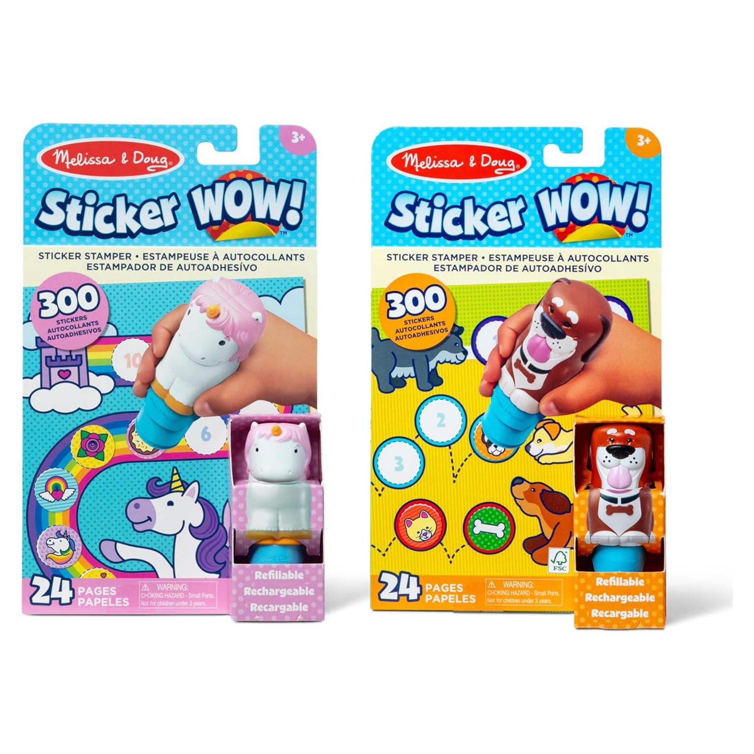 Melissa & Doug Sticker Wow! Paquete Perro y Unicornio 2 Cuadernos 600 Pegatinas