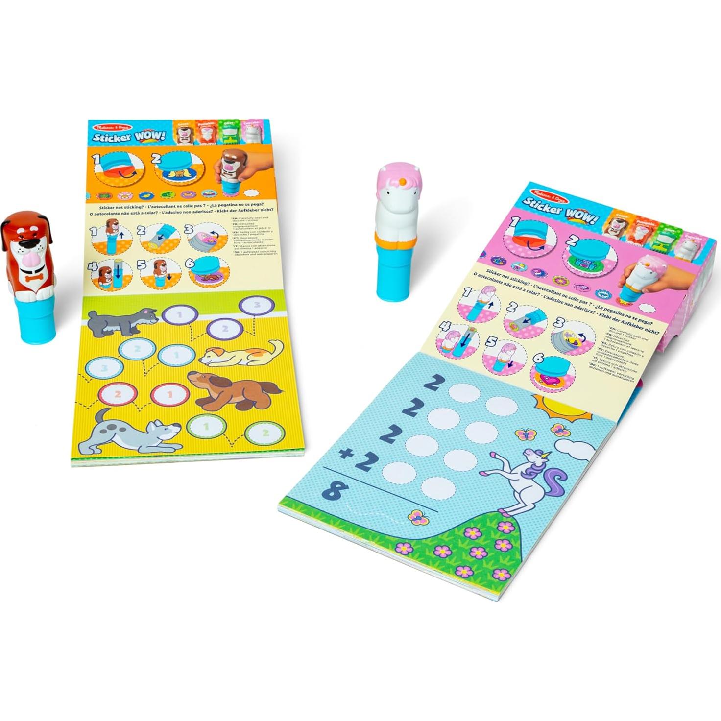 Melissa & Doug Sticker Wow! Paquete Perro y Unicornio 2 Cuadernos 600 Pegatinas