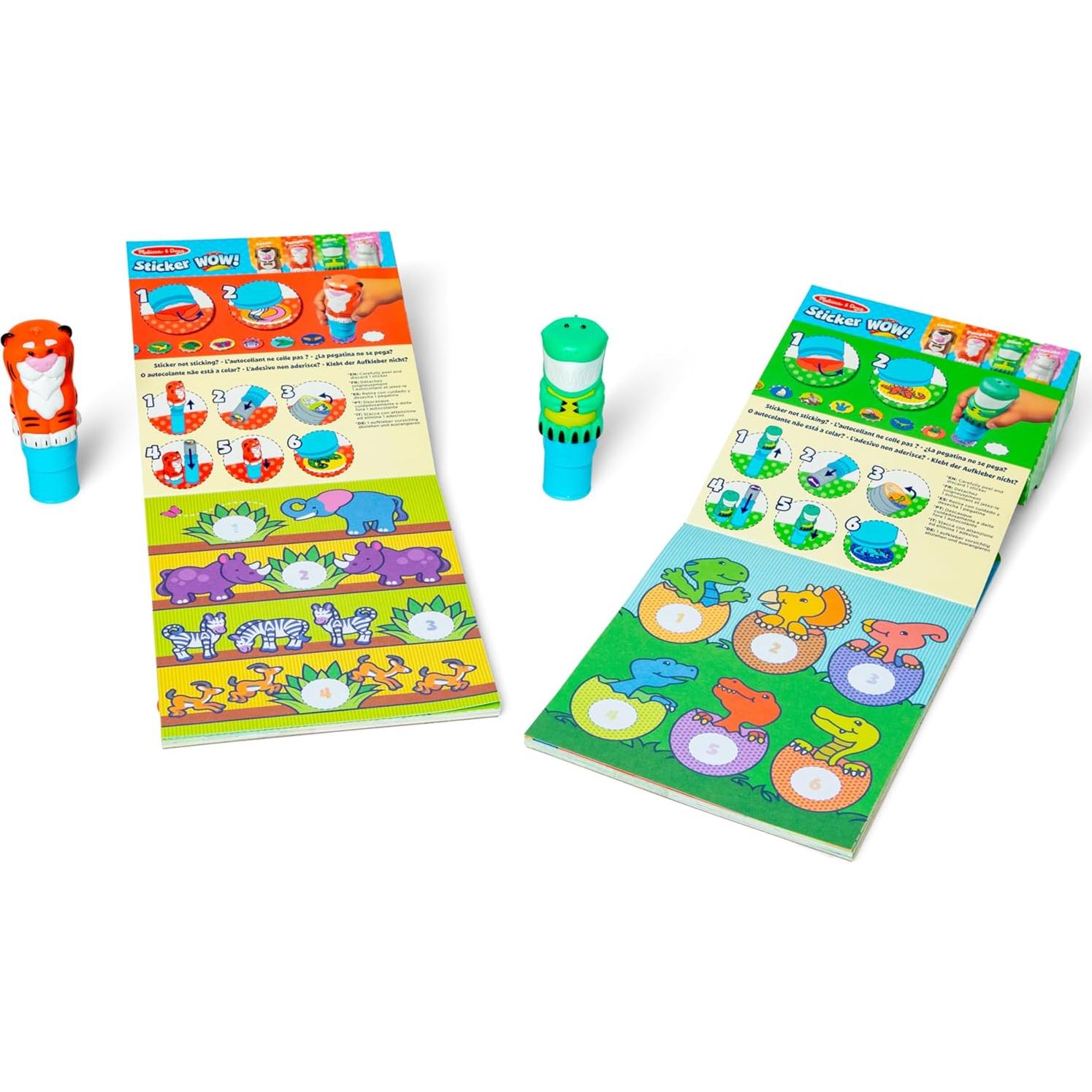 Melissa & Doug Sticker Wow! Paquete de Dinosaurio y Tigre - 2 Blocs de 24 Páginas