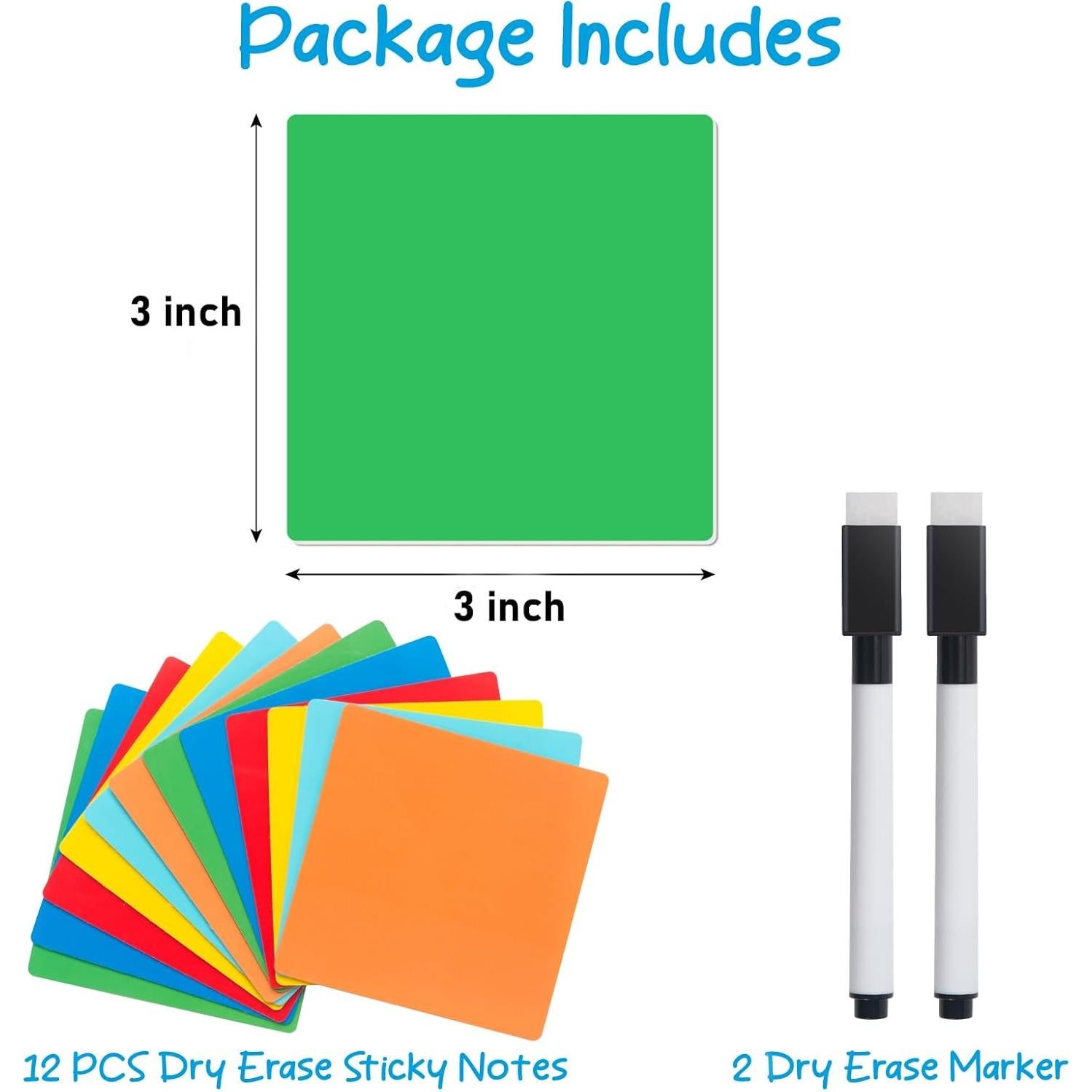 Notas Adhesivas Reutilizables Coowayze 3x3" Coloridas 12 PCS