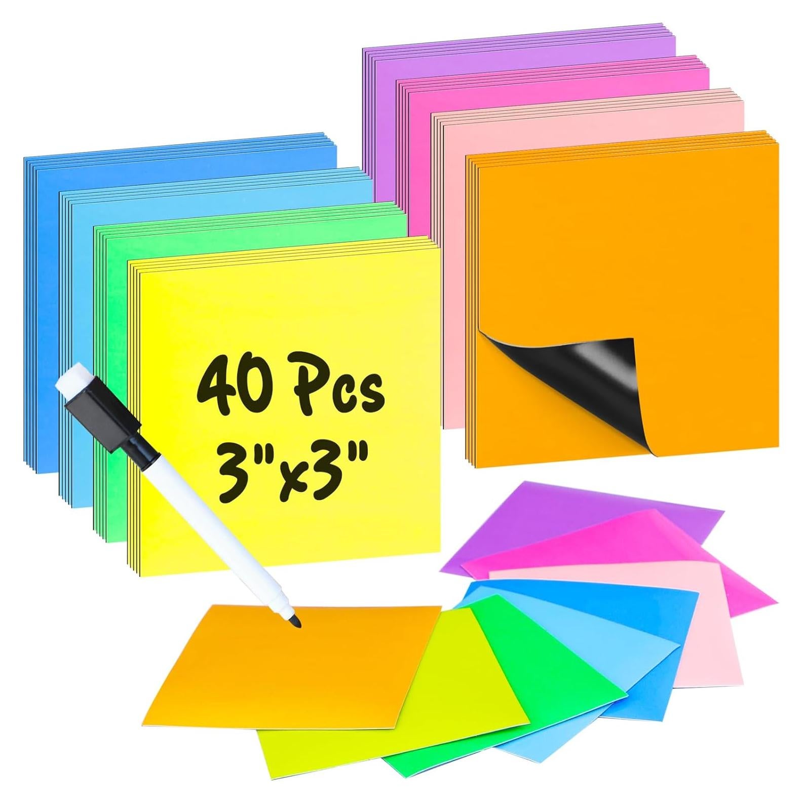 Notas Adhesivas Magnéticas Reutilizables MAXECHO 40 Pcs 7.6x7.6 cm