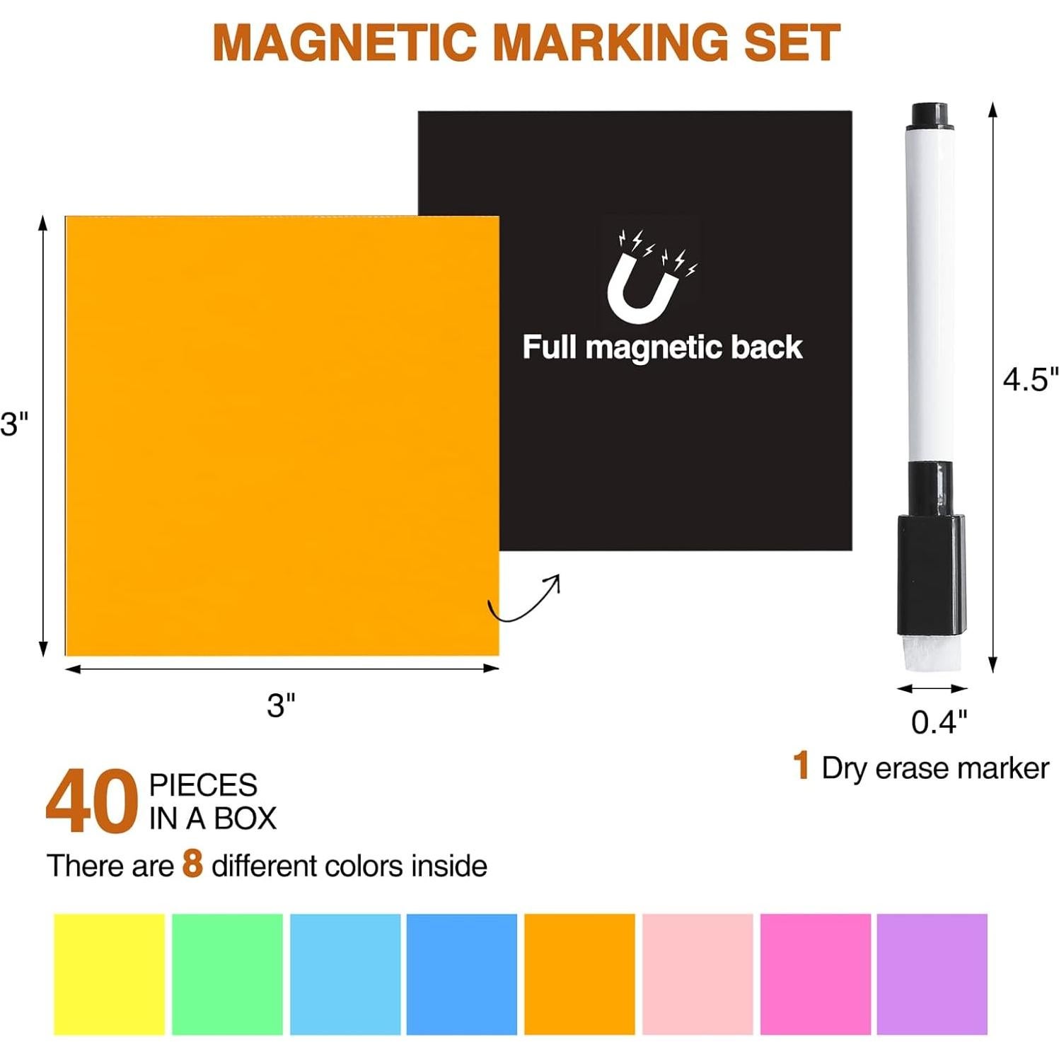 Notas Adhesivas Magnéticas Reutilizables MAXECHO 40 Pcs 7.6x7.6 cm