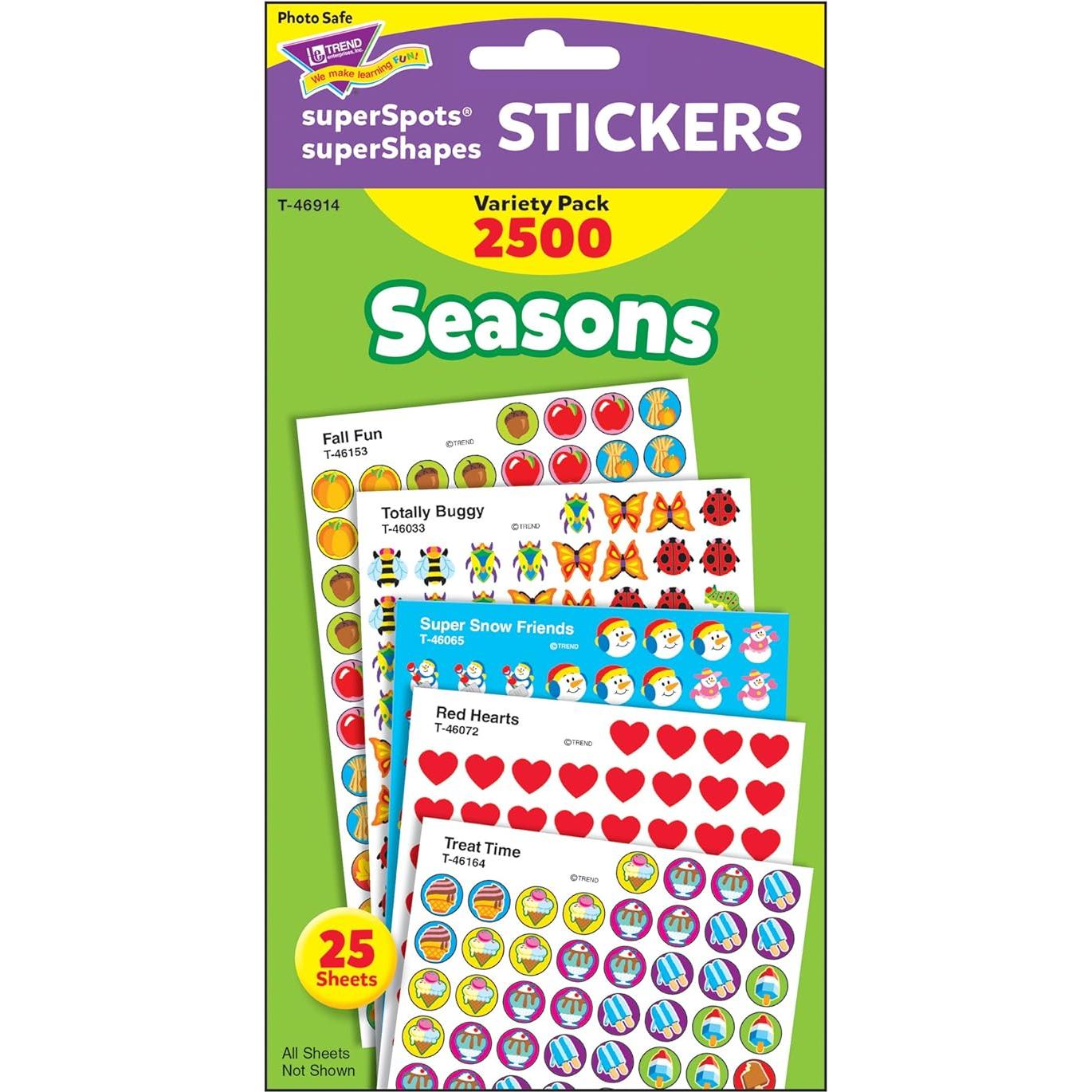 Paquete de 2500 Stickers SuperSpots y SuperShapes Trend