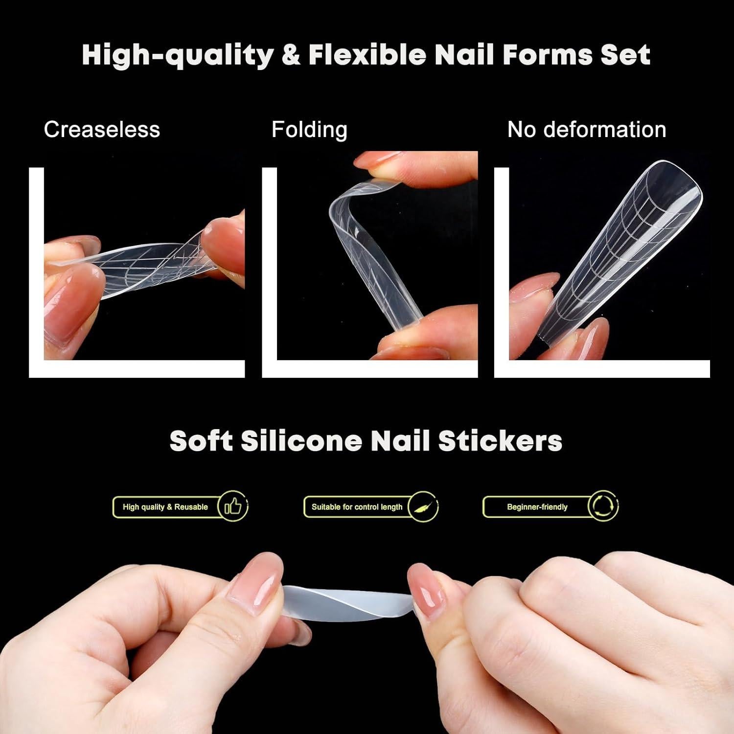 Kit de Formas Duales para Uñas Francesas BOMOQING 384pcs