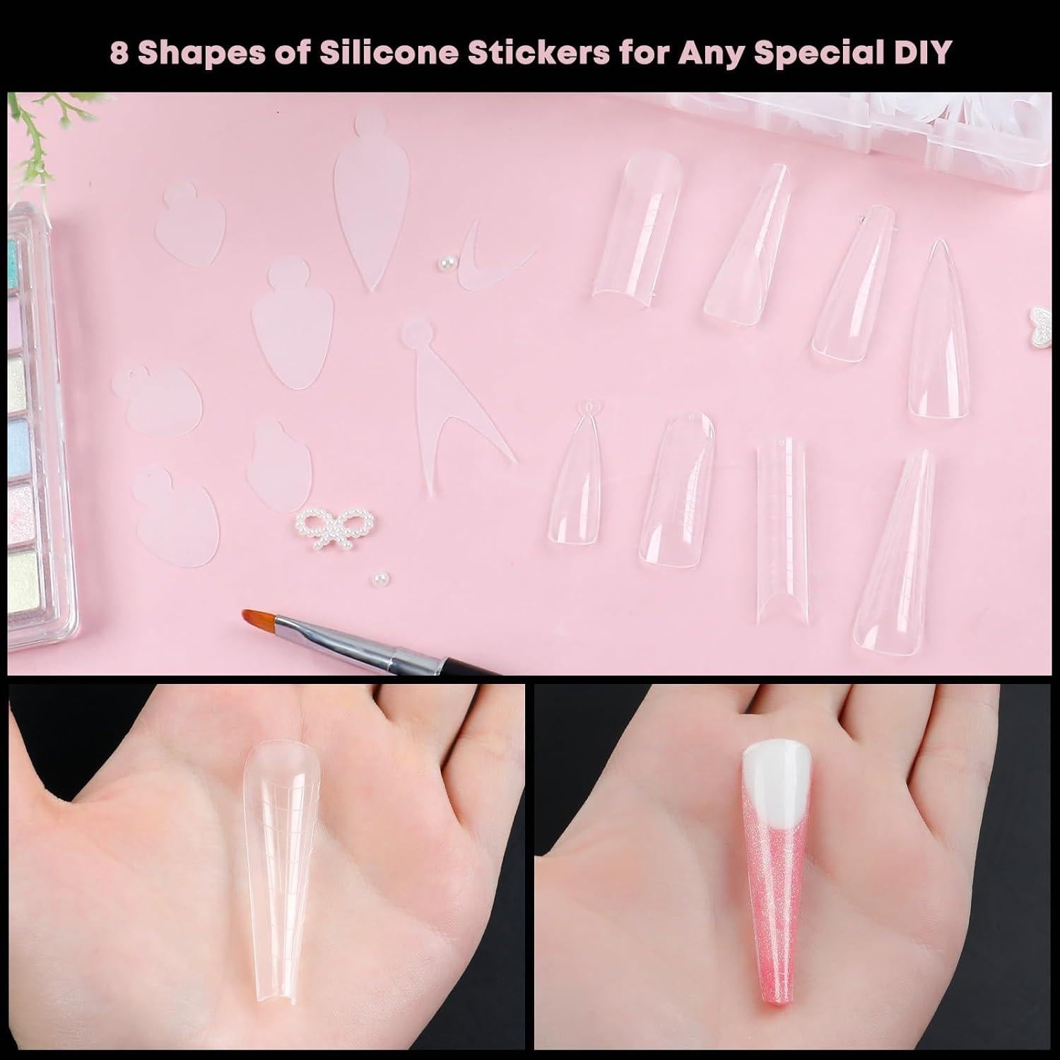 Kit de Formas Duales para Uñas Francesas BOMOQING 384pcs