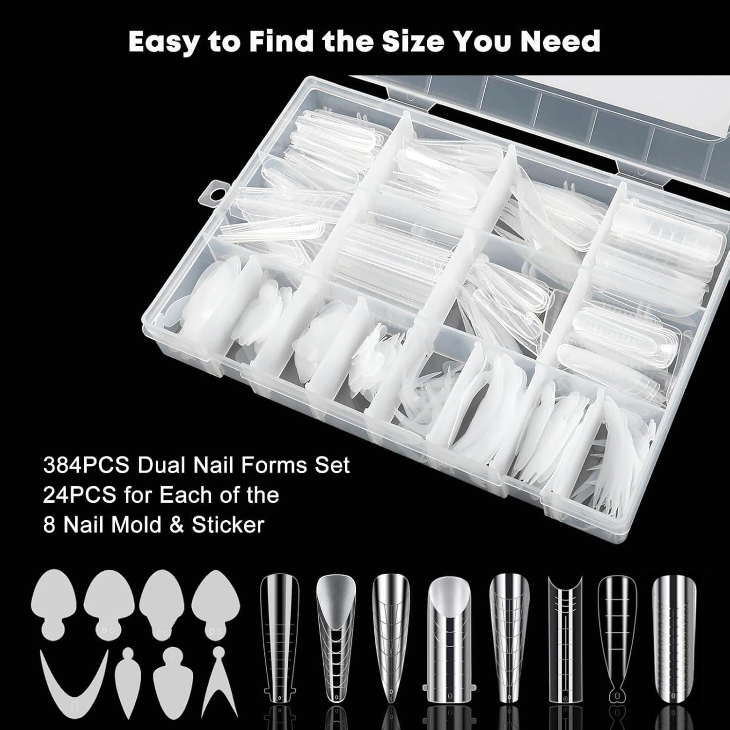 Kit de Formas Duales para Uñas Francesas BOMOQING 384pcs