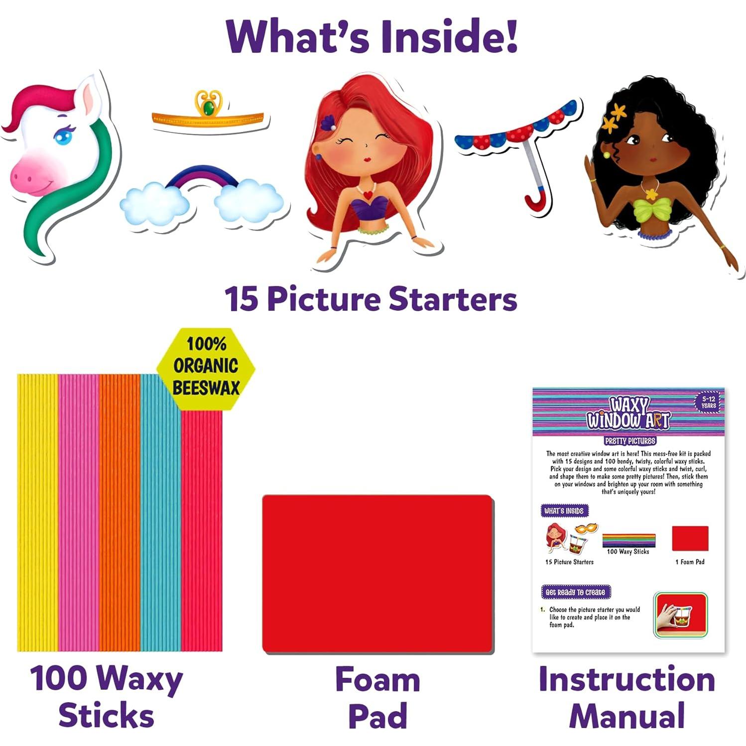 Kit de Arte en Ventanas Waxy Skillmatics - 100 Palitos de Cera