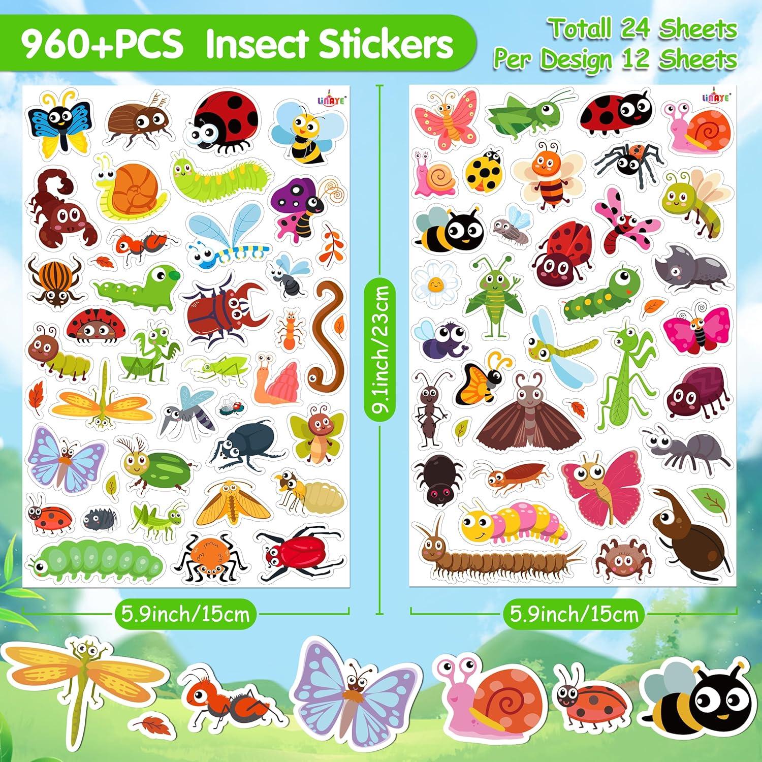 Stickers de Insectos LINAYE - 960 Piezas Coloridos para Niños