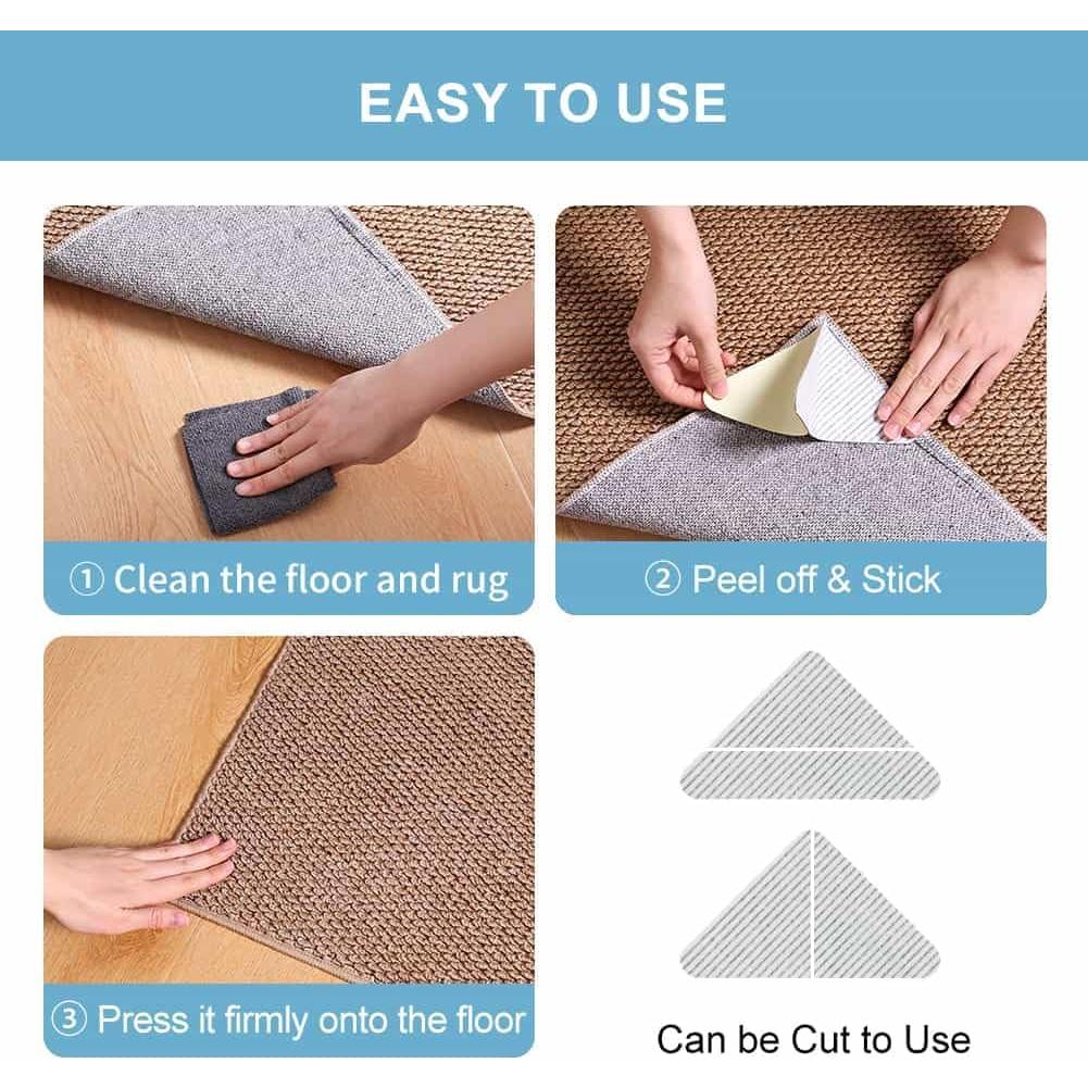 Agarrador Antideslizante para Alfombra 12x12cm - 8 Piezas