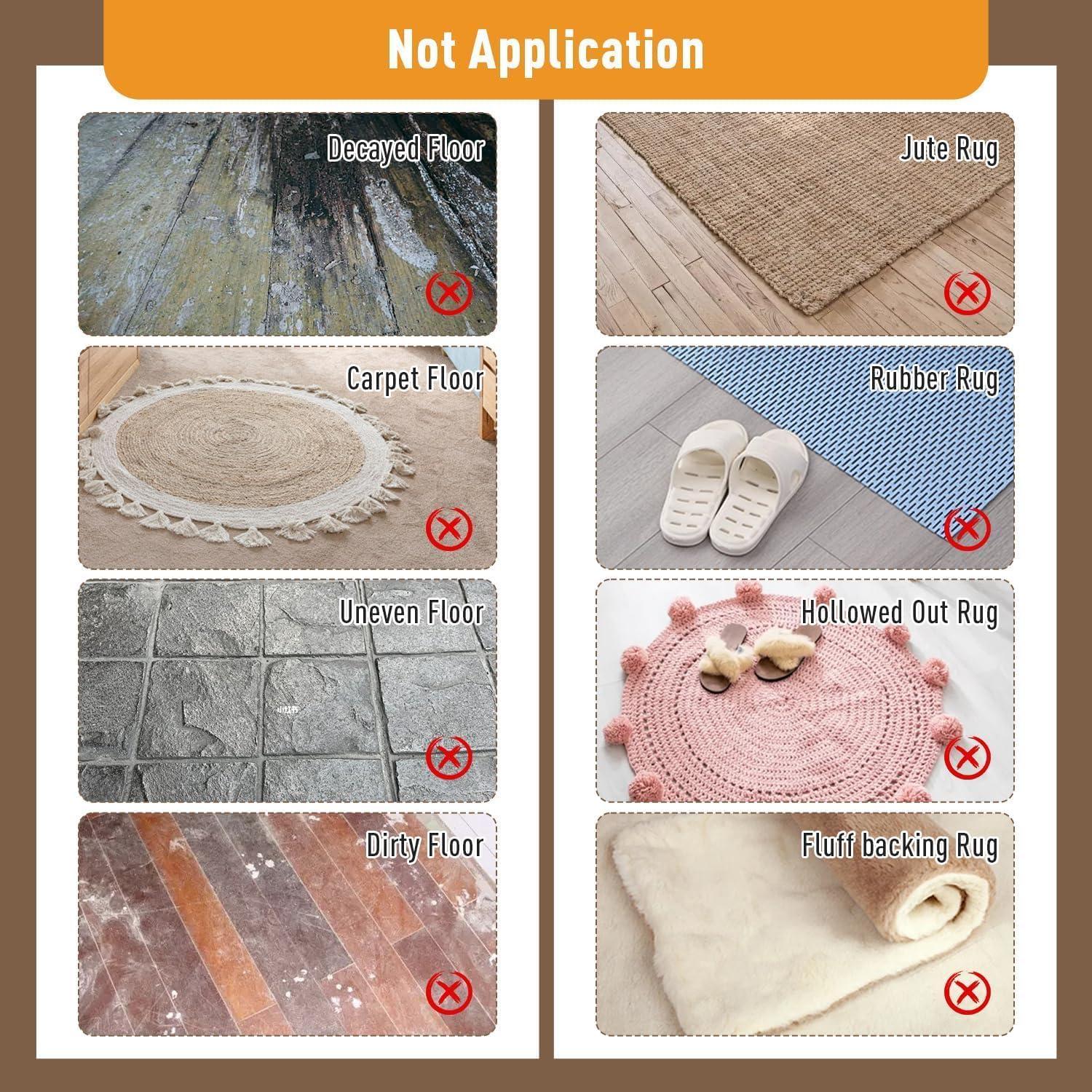 Agarrador Antideslizante para Alfombra 12x12cm - 8 Piezas