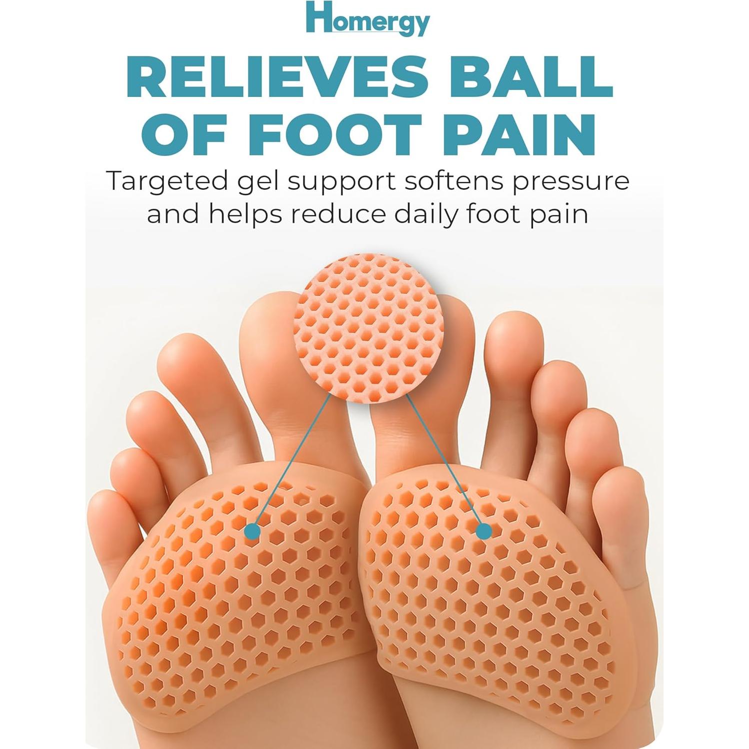 Almohadillas Metatarsales de Gel Homergy - 4 Piezas Transpirables