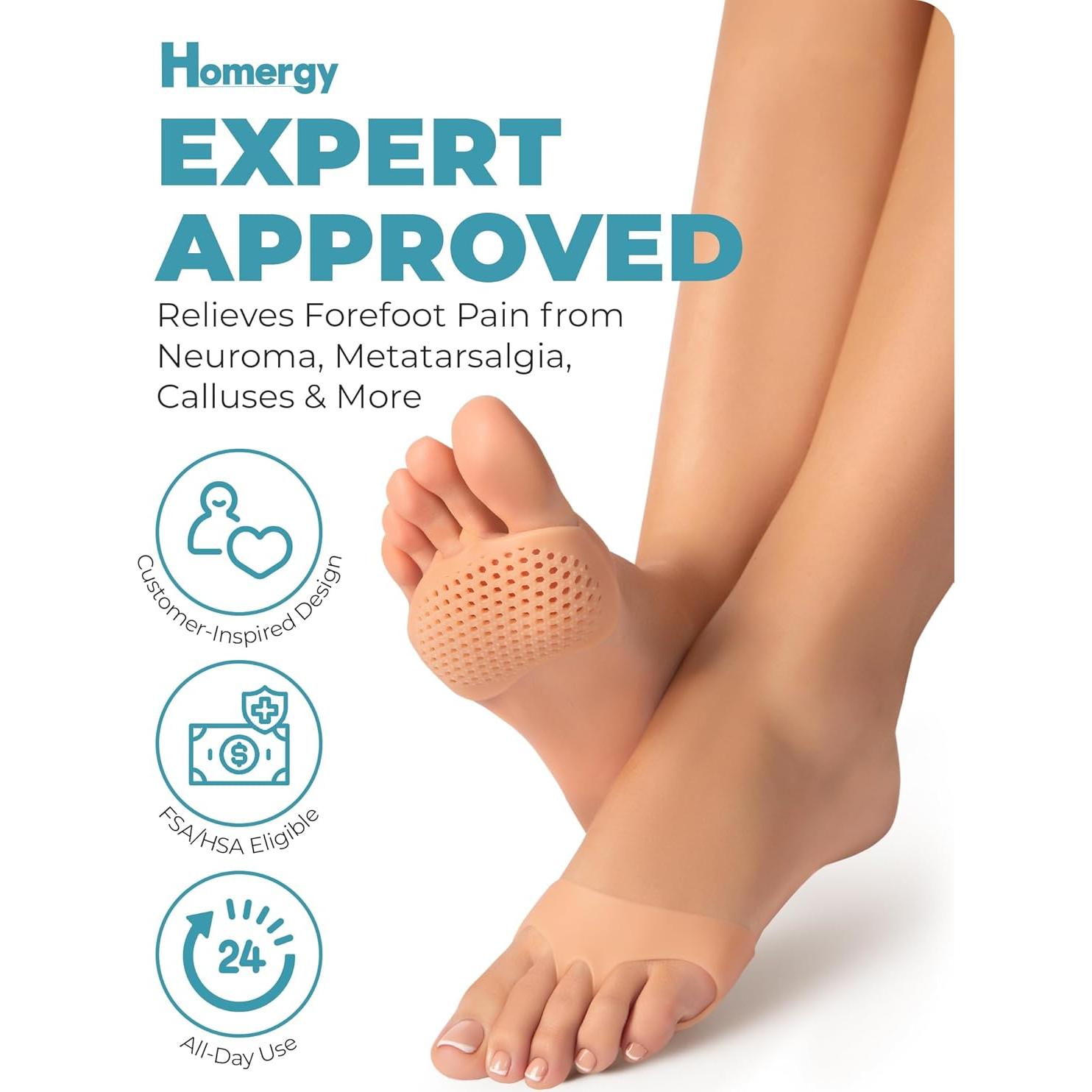 Almohadillas Metatarsales de Gel Homergy - 4 Piezas Transpirables