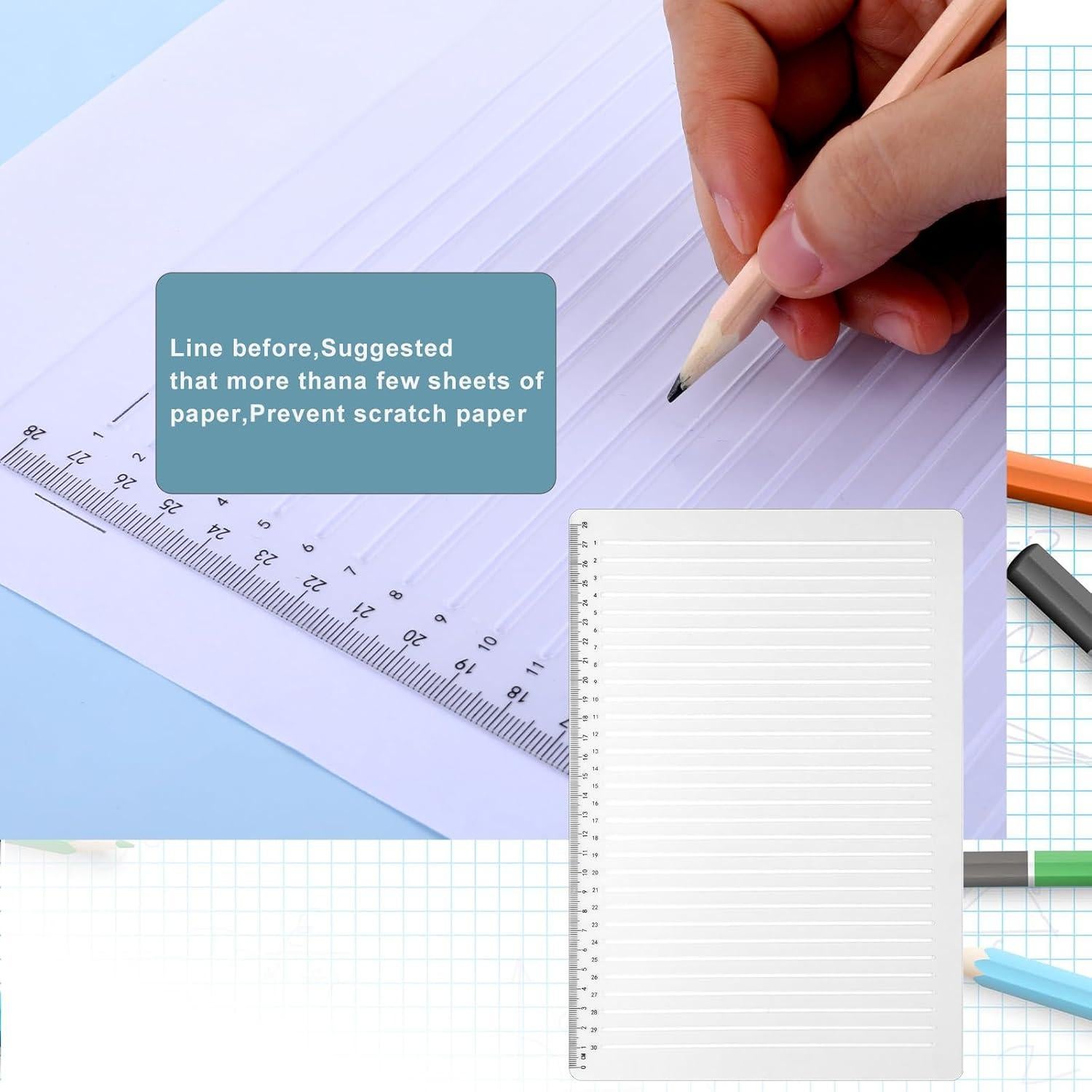 Plantilla de línea recta MOZEAT LENS 29.5x20.5cm PVC