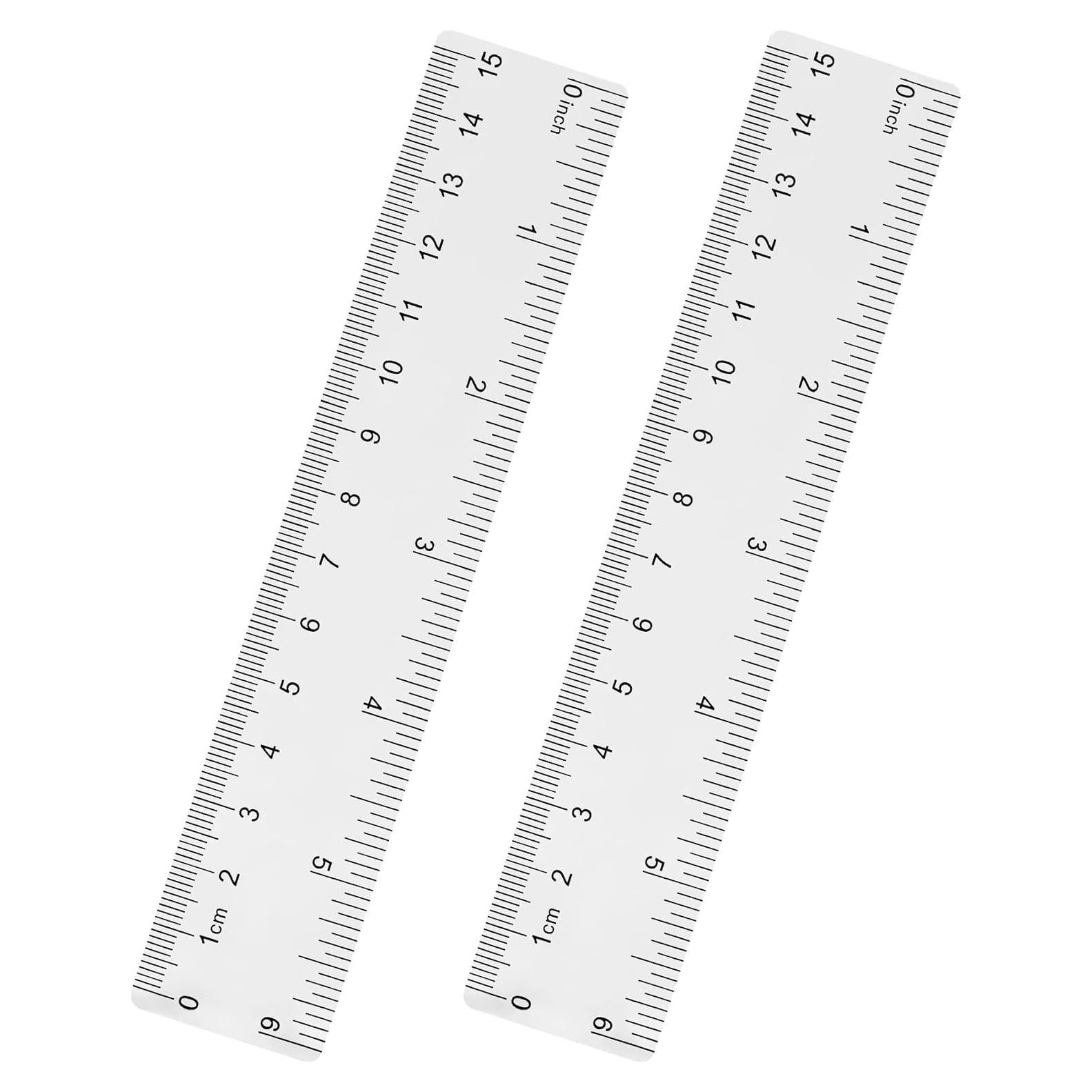 Regla Plástica Transparente Unjoo 15.24 cm Doble Escala 2pcs