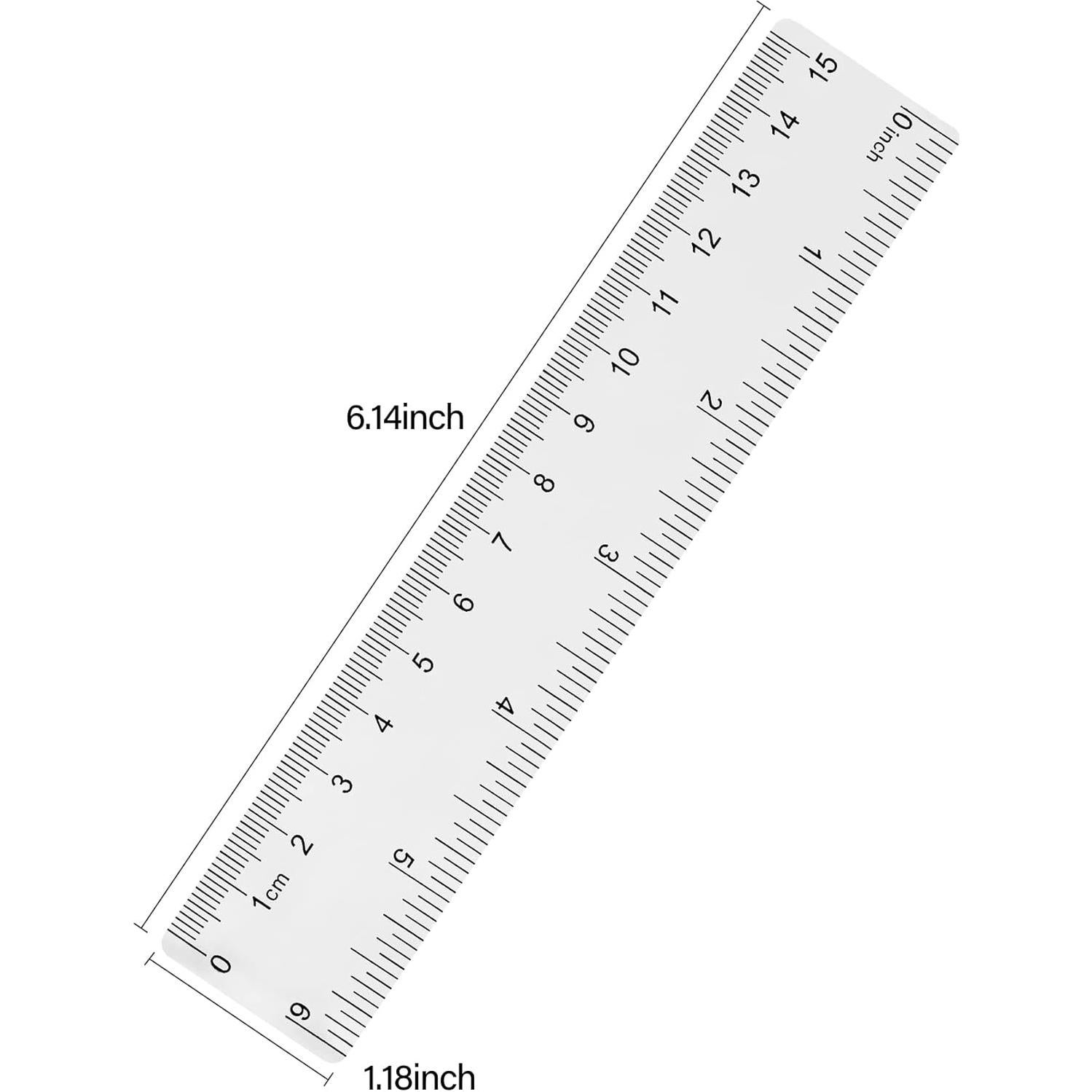Regla Plástica Transparente Unjoo 15.24 cm Doble Escala 2pcs