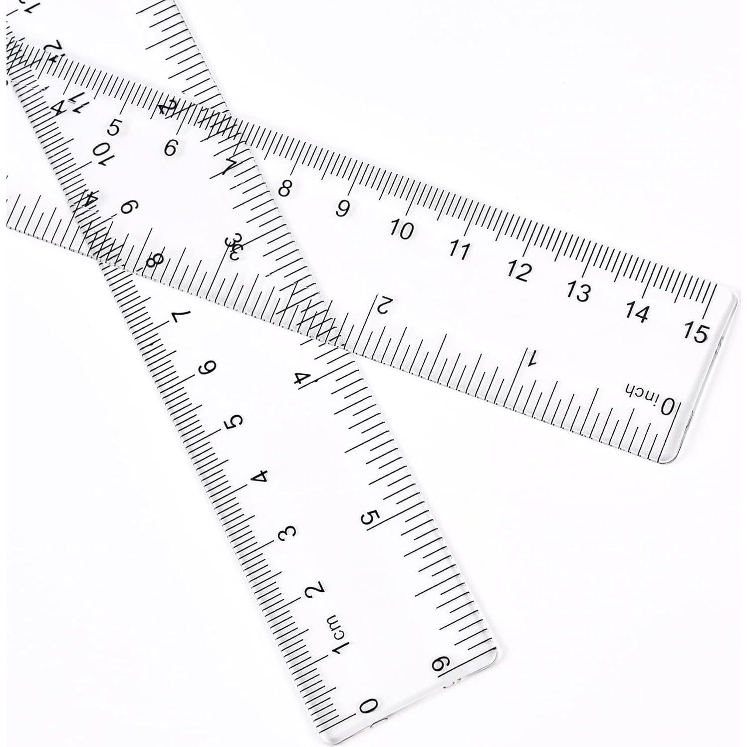 Regla Plástica Transparente Unjoo 15.24 cm Doble Escala 2pcs