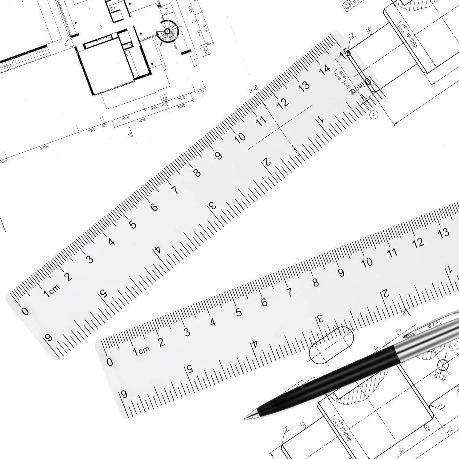 Regla Plástica Transparente Unjoo 15.24 cm Doble Escala 2pcs