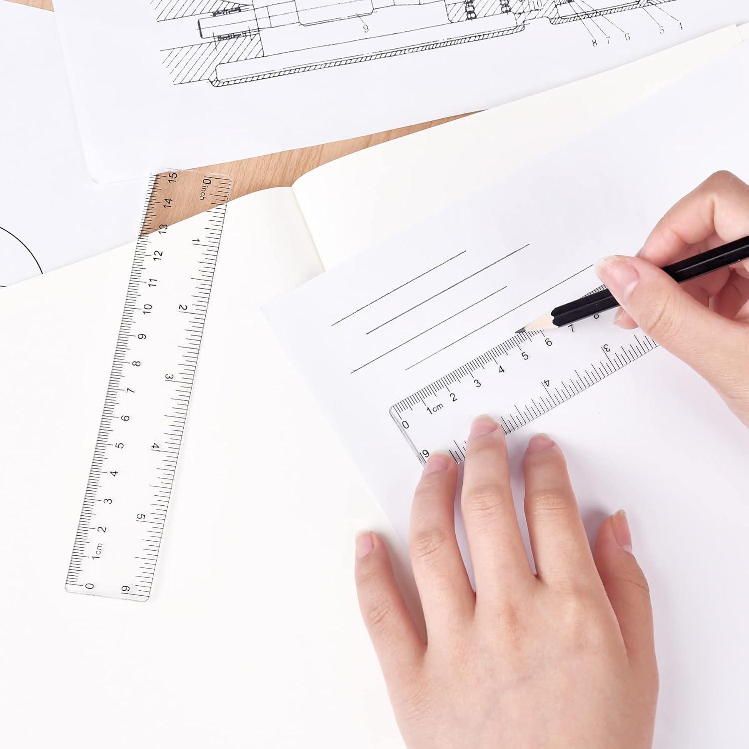 Regla Plástica Transparente Unjoo 15.24 cm Doble Escala 2pcs