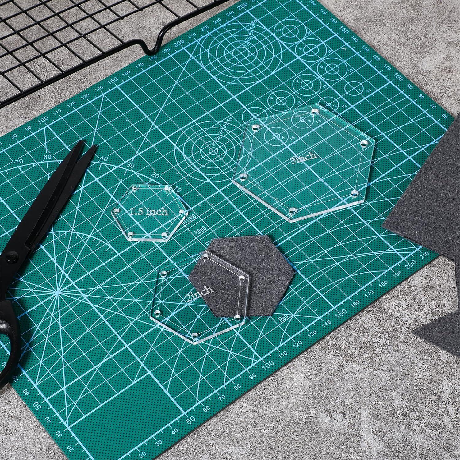 Plantillas de Acolchado Hexagonales 6 Piezas Acrílico 1-5"