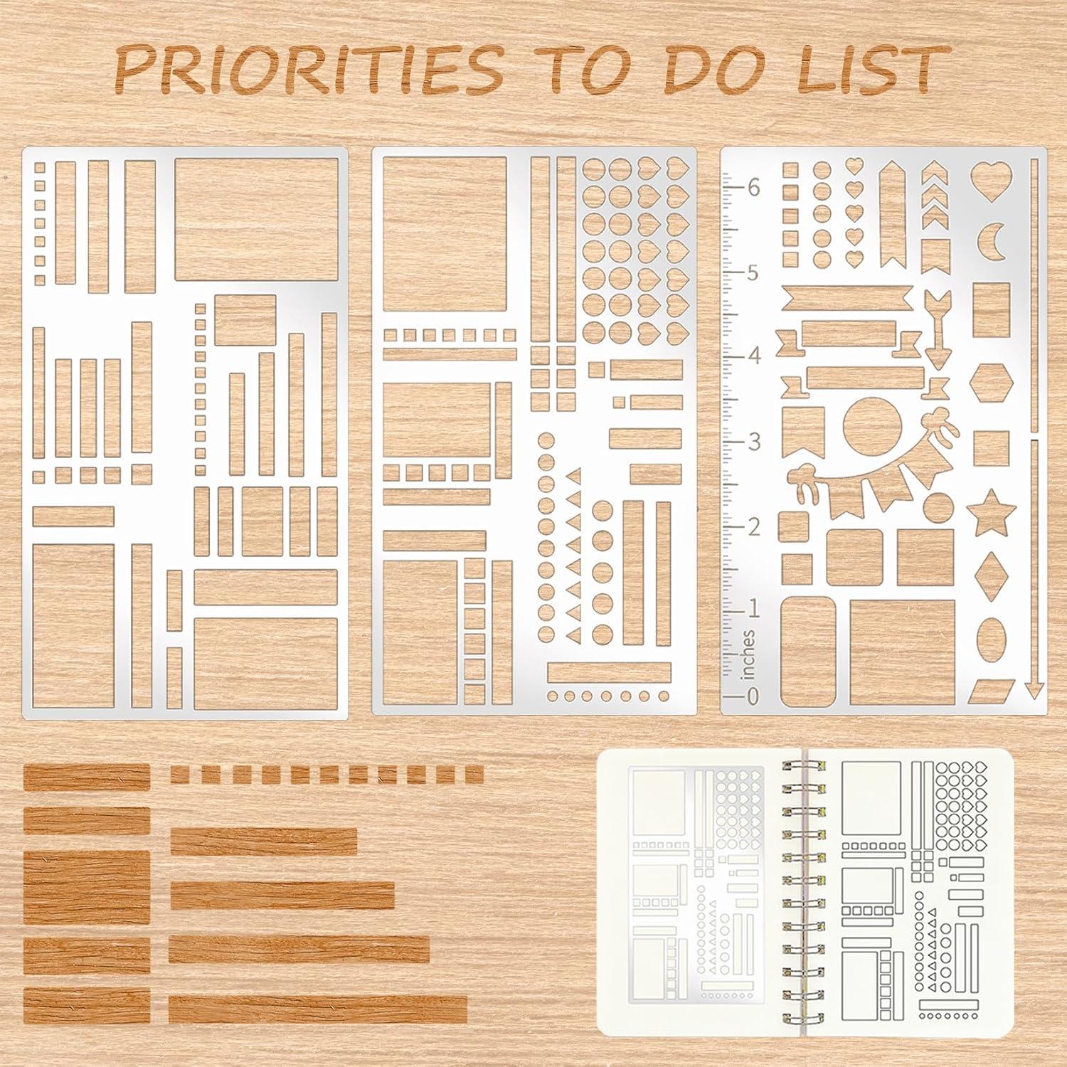 Plantillas de Metal para Planificador Boqon - 3 Piezas 10.16x17.78 cm