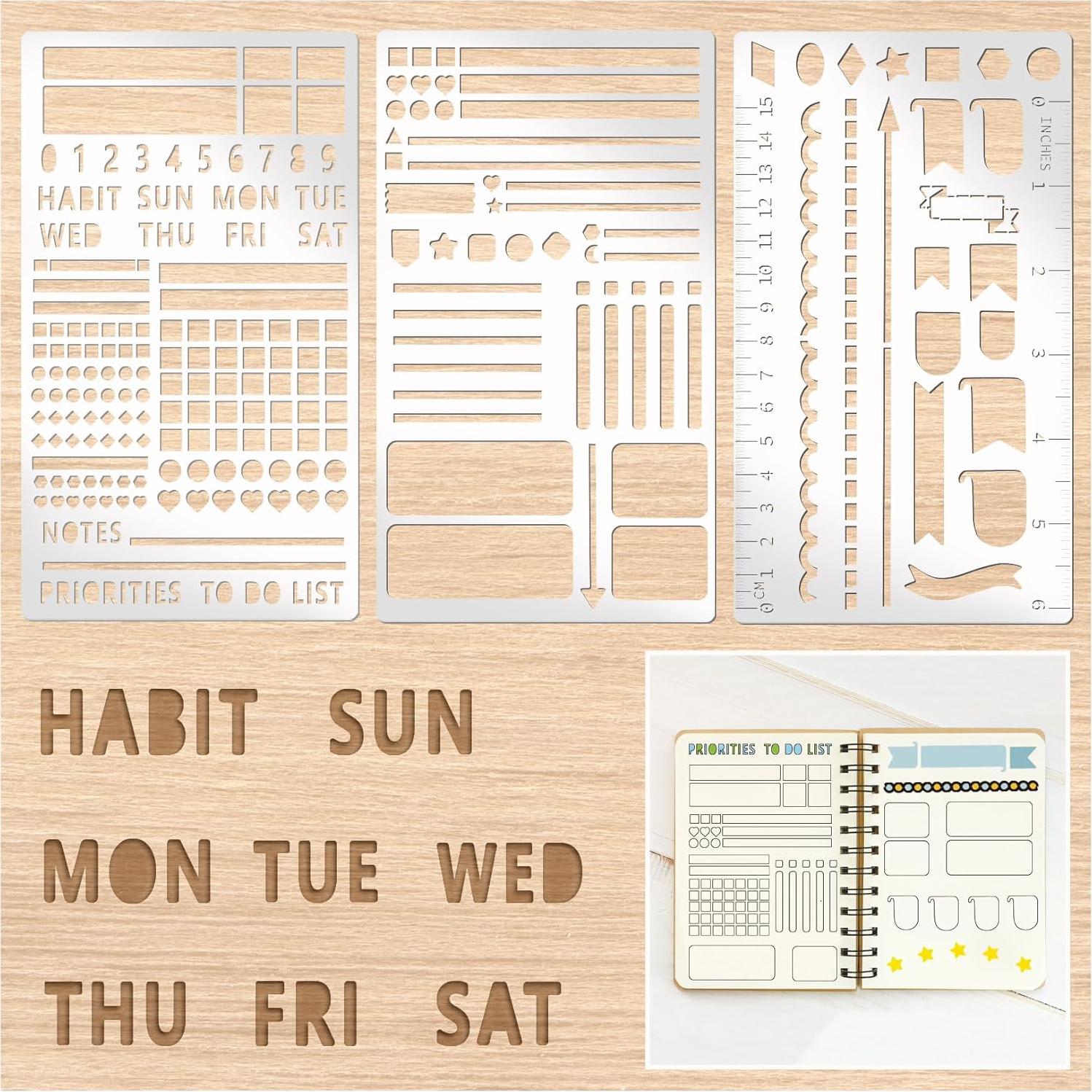 Plantillas de Grabado de Metal A5 Boqon - 3 Piezas Duraderas