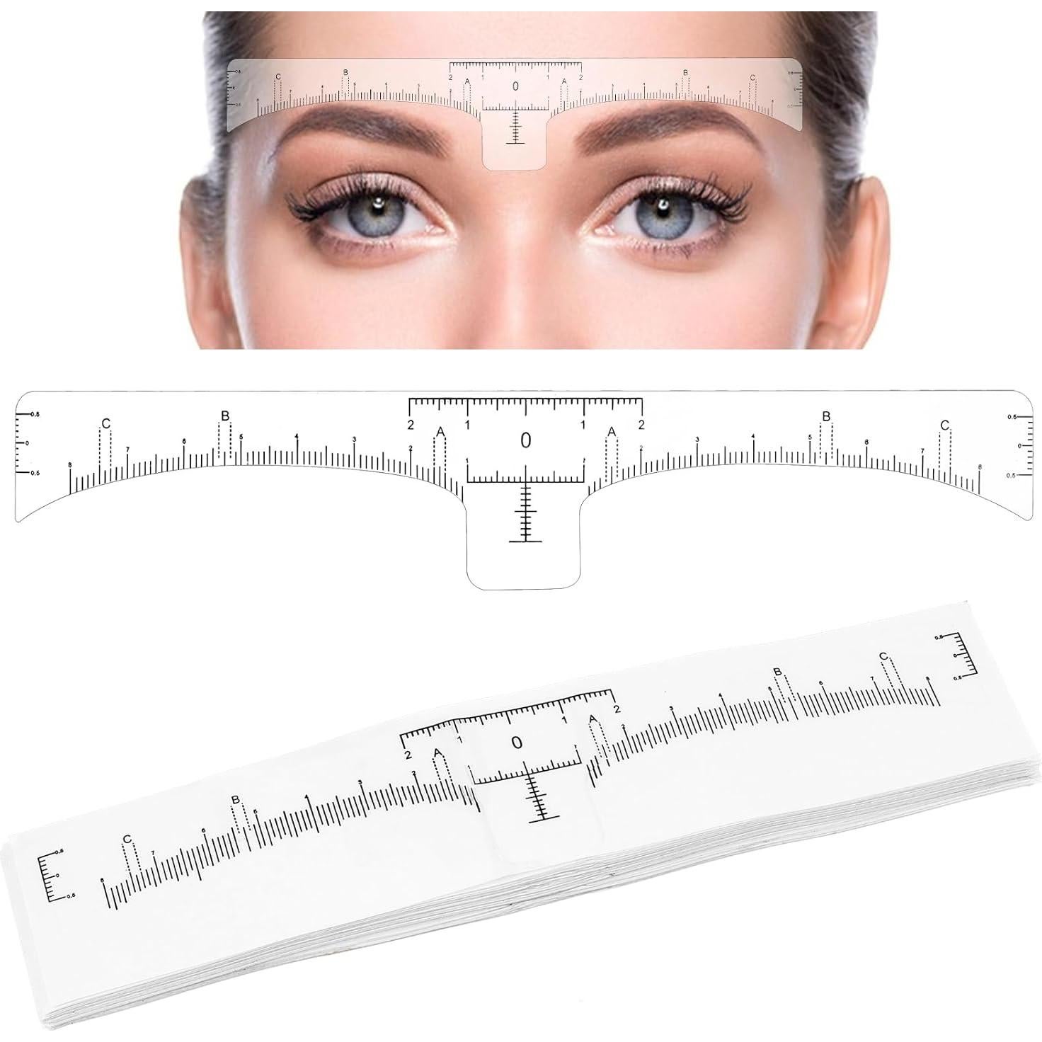 Plantillas de Cejas Desechables Giantree - 100 Pcs, Medición Precisa