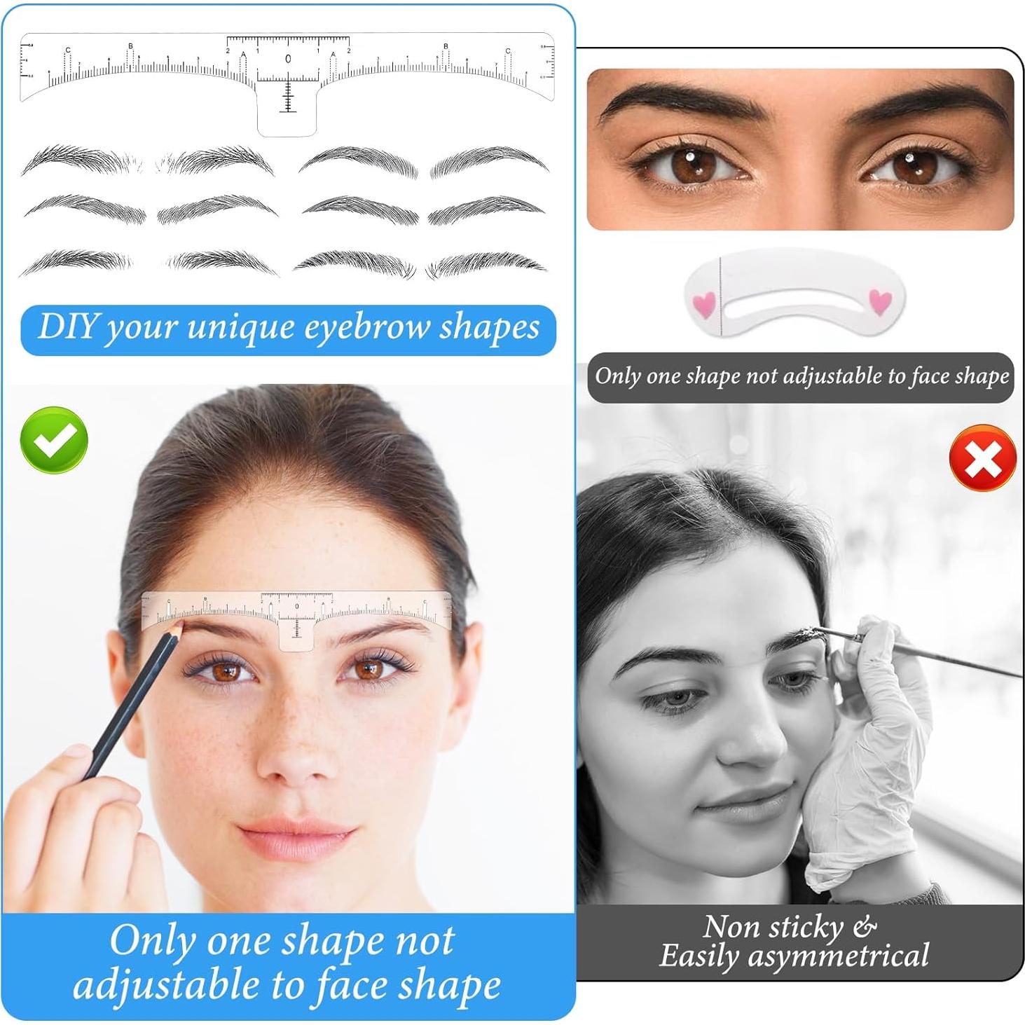 Plantillas de Cejas Desechables Giantree - 100 Pcs, Medición Precisa