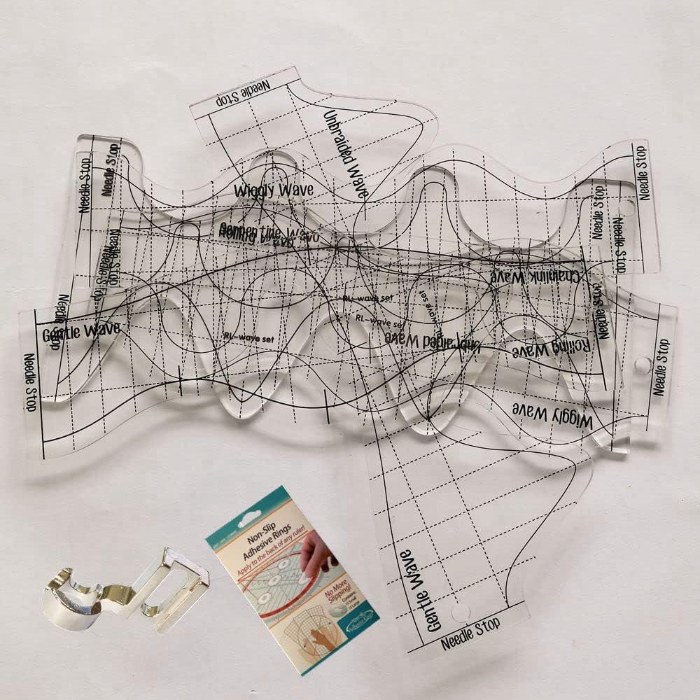 Plantilla de Acolchado HONEYSEW 6PCS con Pie y Agarre Antideslizante