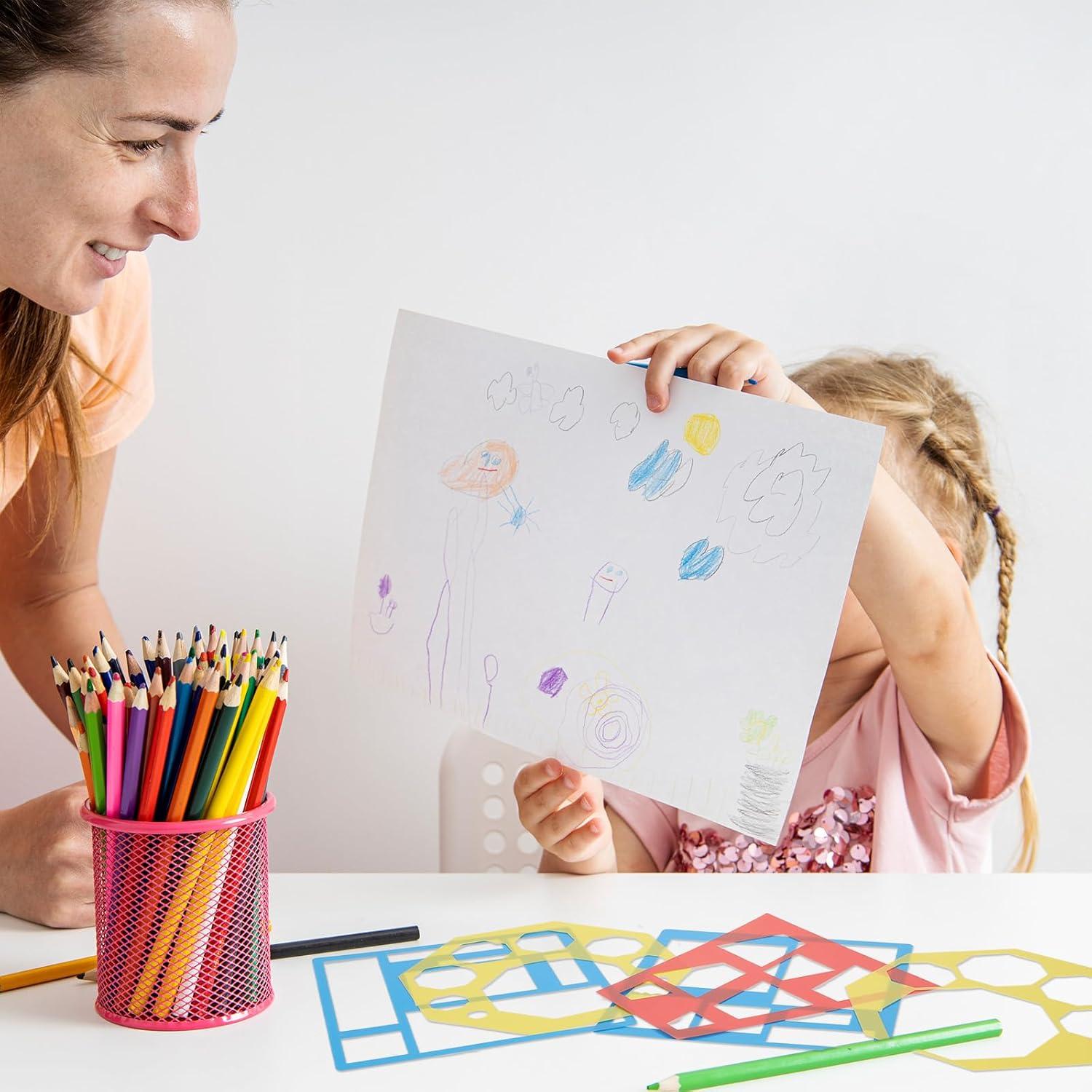 Conjunto de 16 Plantillas Geométricas Salbsever - Plástico 13x13cm