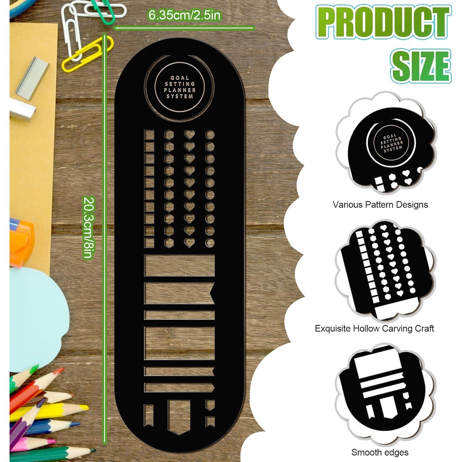 Marcador de Plantilla de Acero Inoxidable Faccito 6.35 x 20.3 cm Negro