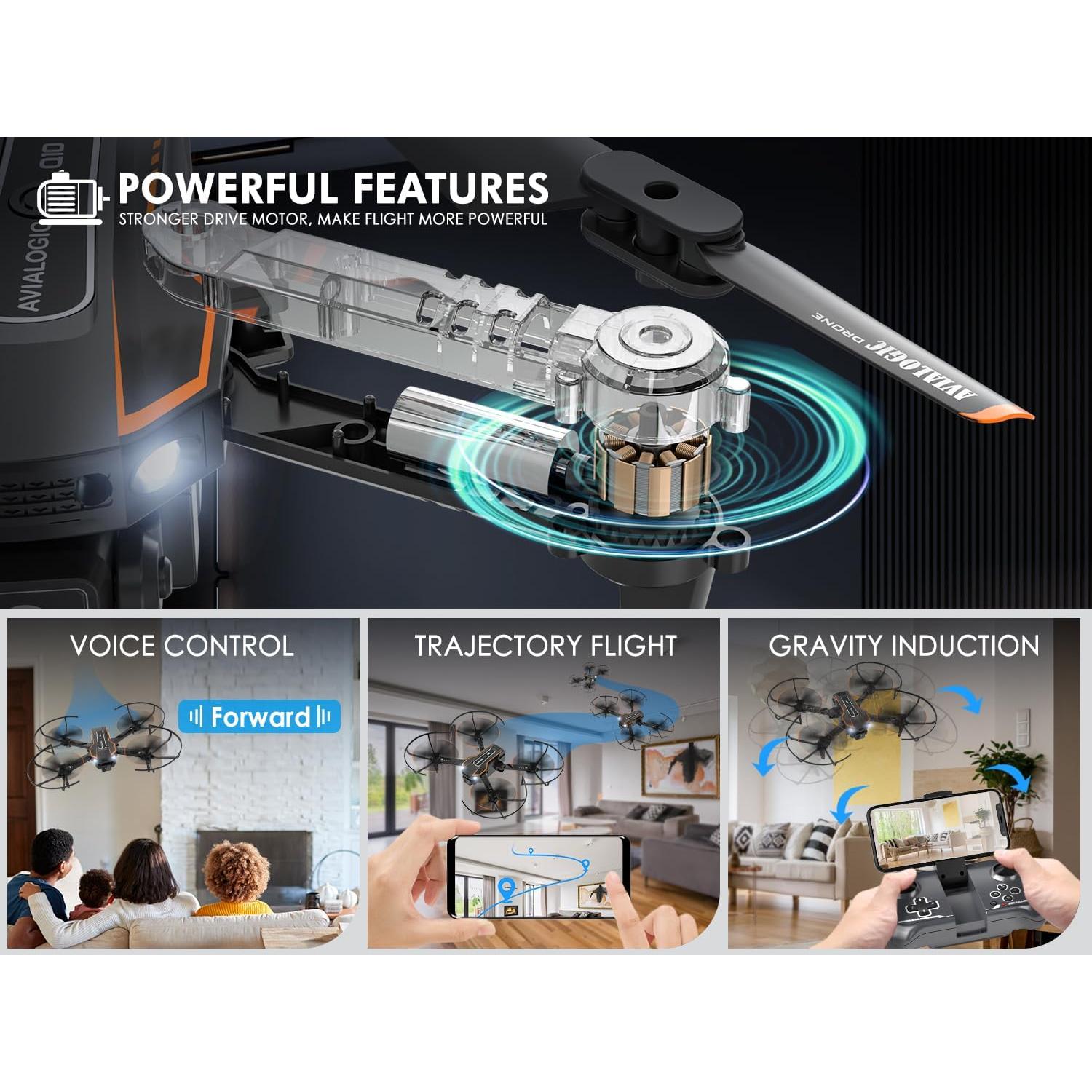 Mini Drone AVIALOGIC con Cámara FPV 1080P y 3 Baterías