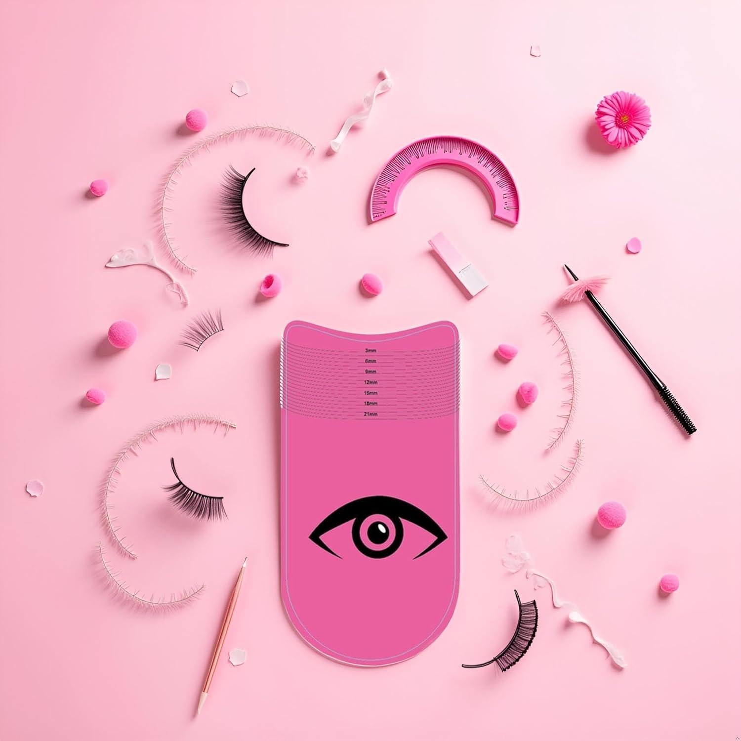 Regla de Pestañas Rosa Profesional Htppzjr - Medición Precisa