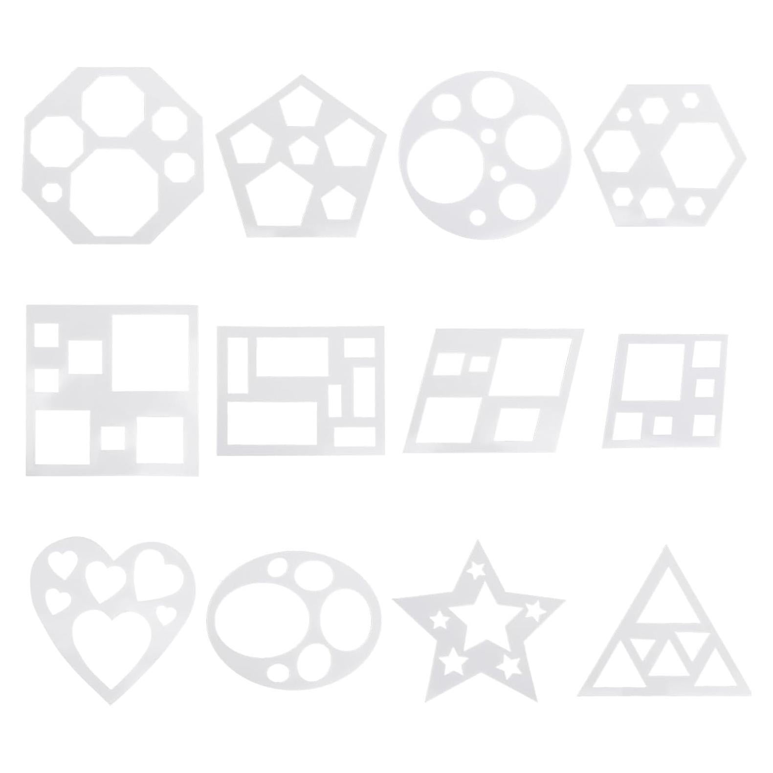 Juego de 12 Plantillas Geométricas SynHHergyx para Dibujo