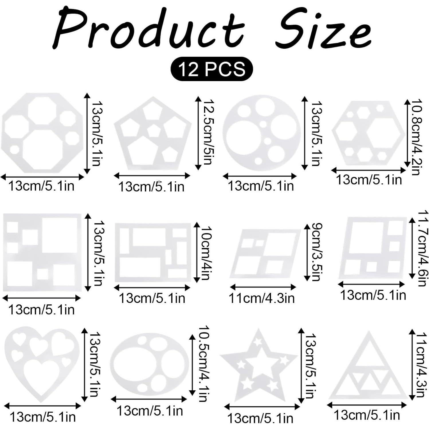 Juego de 12 Plantillas Geométricas SynHHergyx para Dibujo