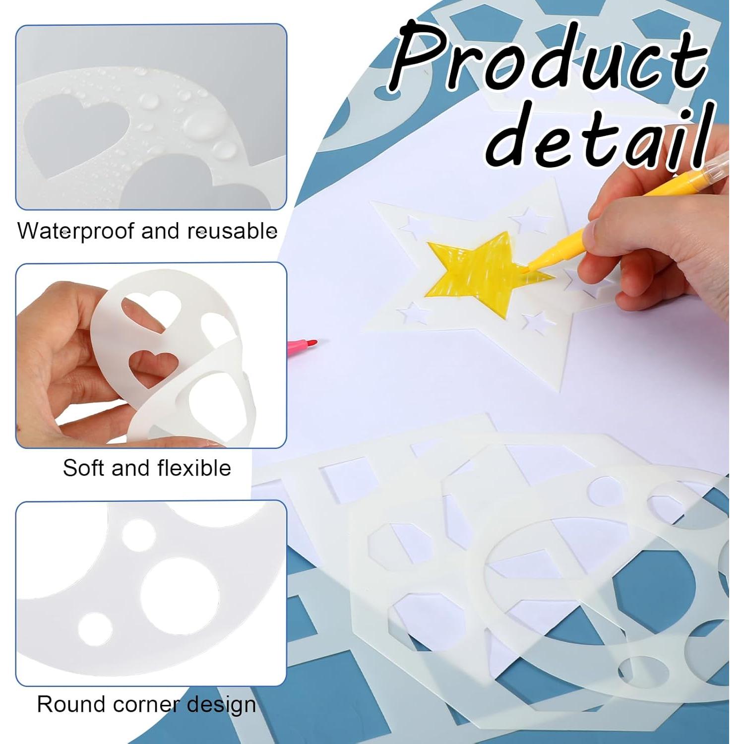 Juego de 12 Plantillas Geométricas SynHHergyx para Dibujo