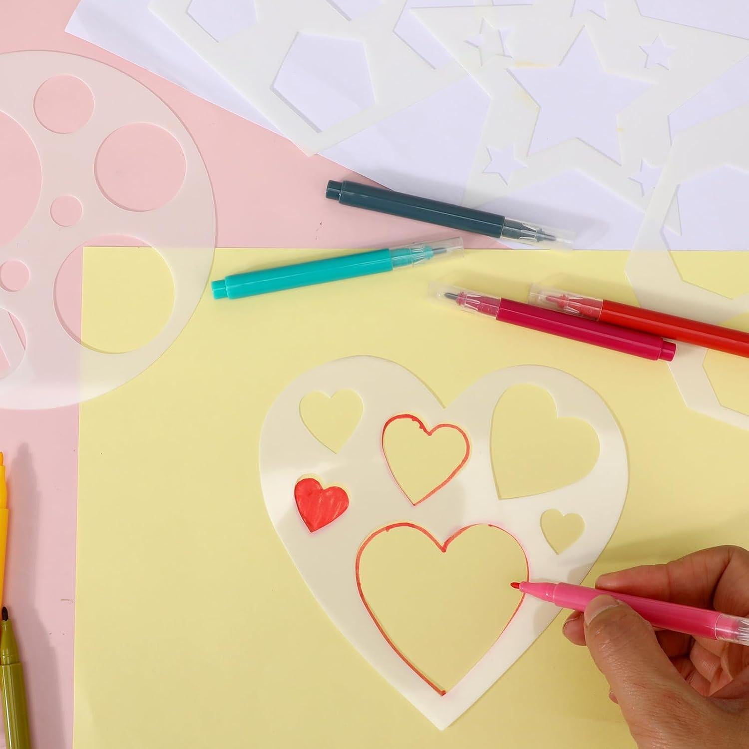 Juego de 12 Plantillas Geométricas SynHHergyx para Dibujo