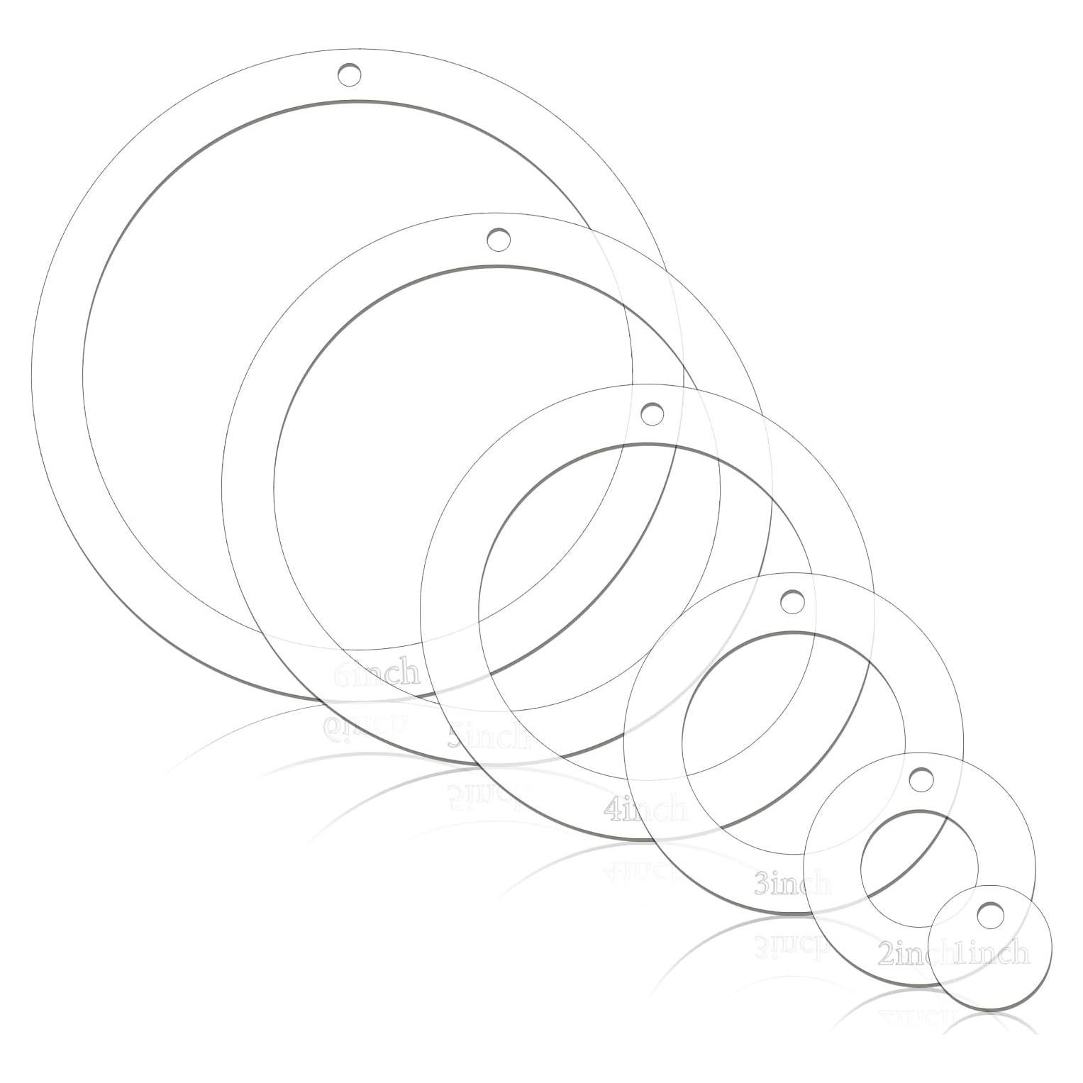 Plantilla Acrílica de Acolchado en Círculo 6 Pcs 1-6 Pulgadas