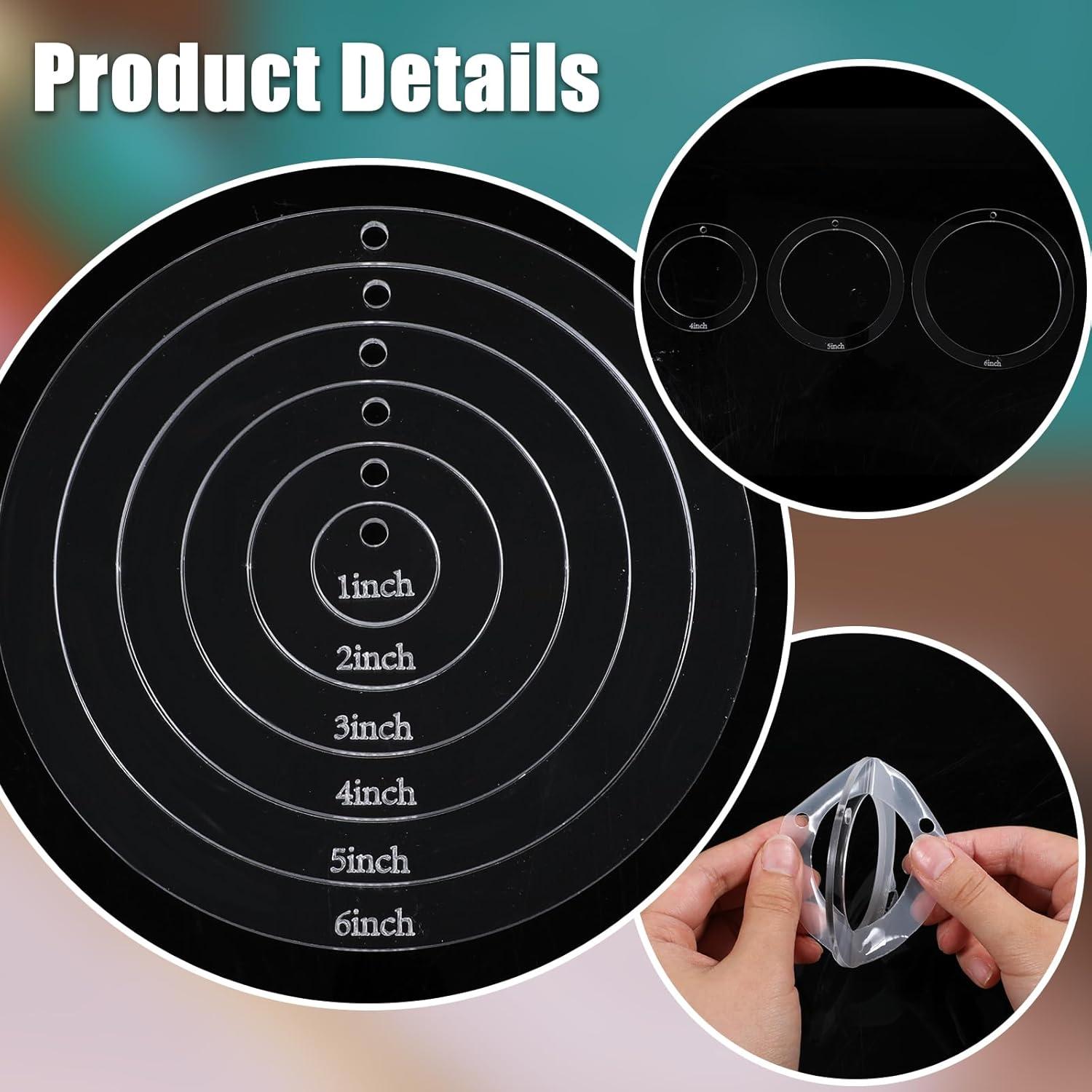 Plantilla Acrílica de Acolchado en Círculo 6 Pcs 1-6 Pulgadas