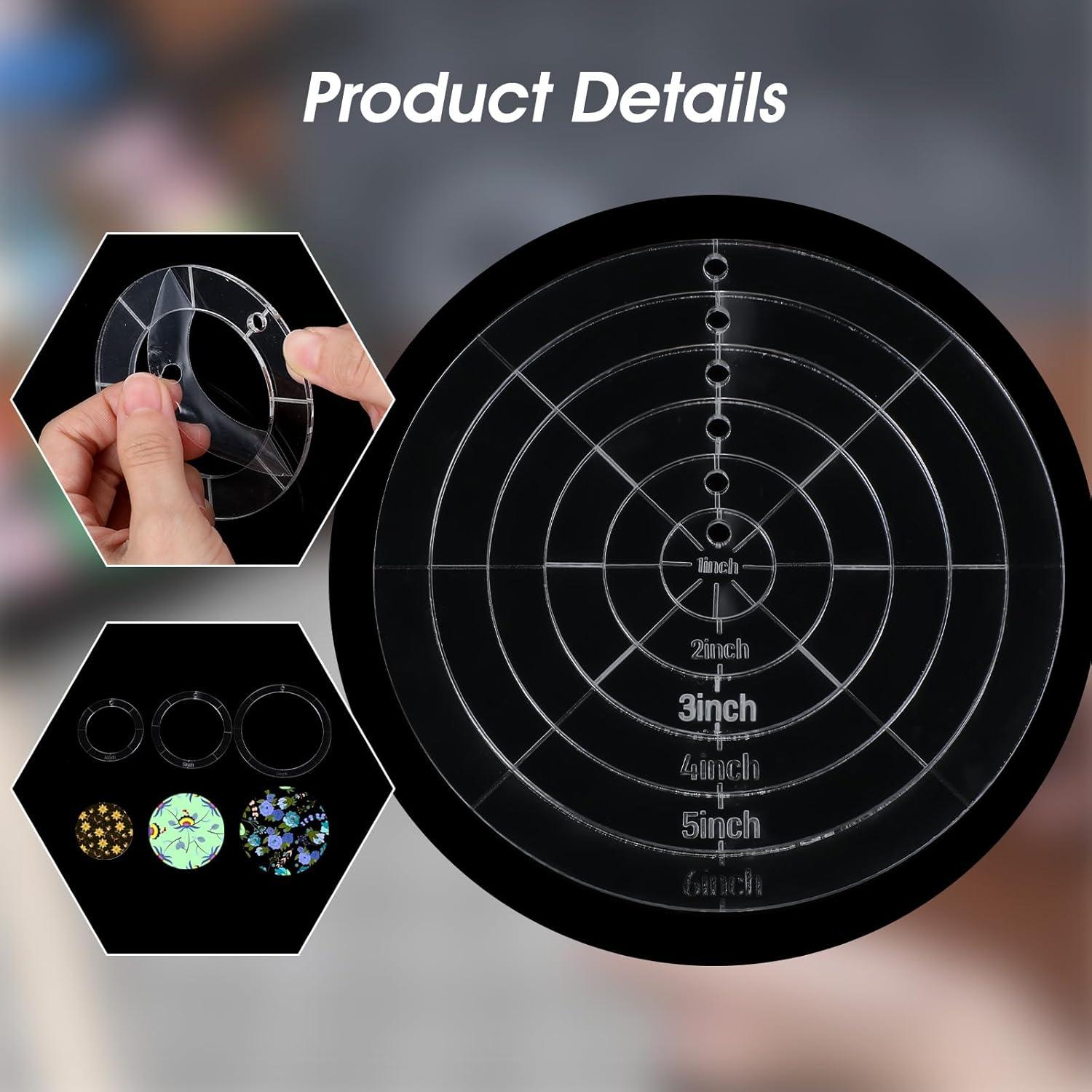 Set de 6 Plantillas Circulares Acrílico 1-6 Pulgadas para Acolchado