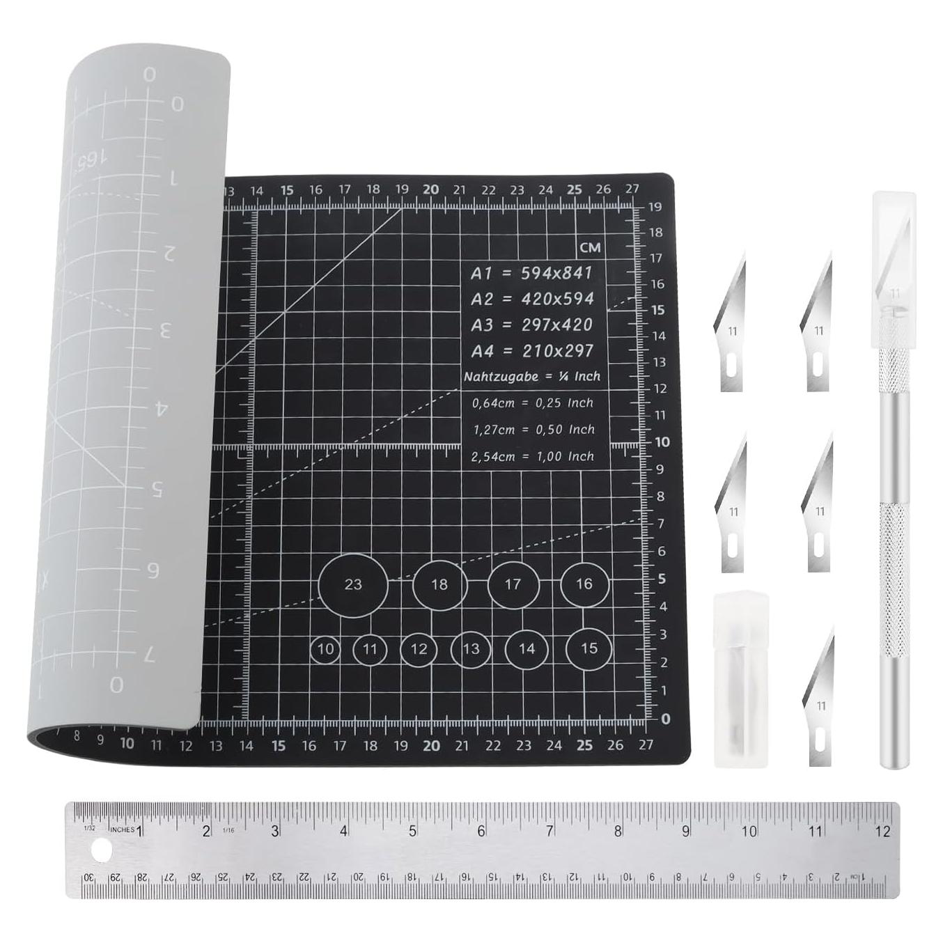 Kit de Cortador de Tela Smgda con Alfombrilla A4 y Cuchillos