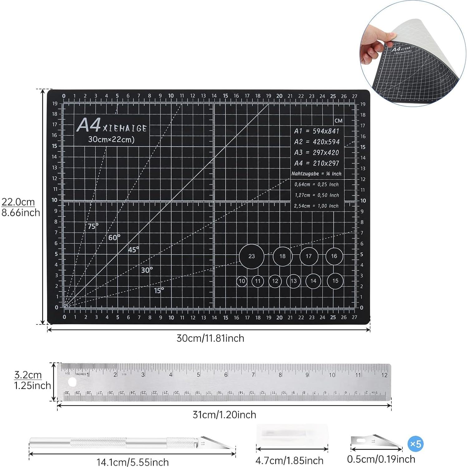 Kit de Cortador de Tela Smgda con Alfombrilla A4 y Cuchillos