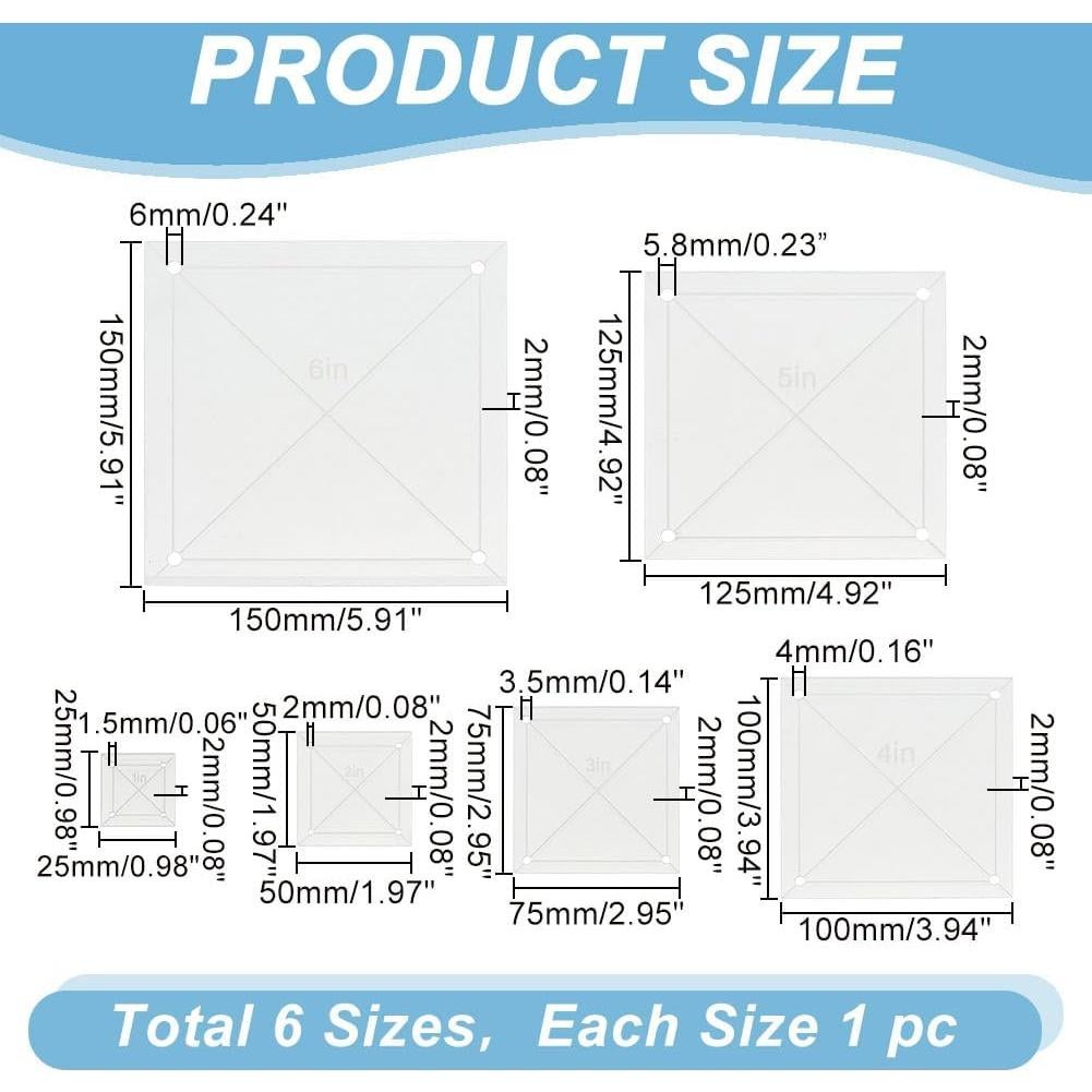 6 Plantillas de Acolchado Acrílicas HOBBIESAY 25-150mm Transparentes