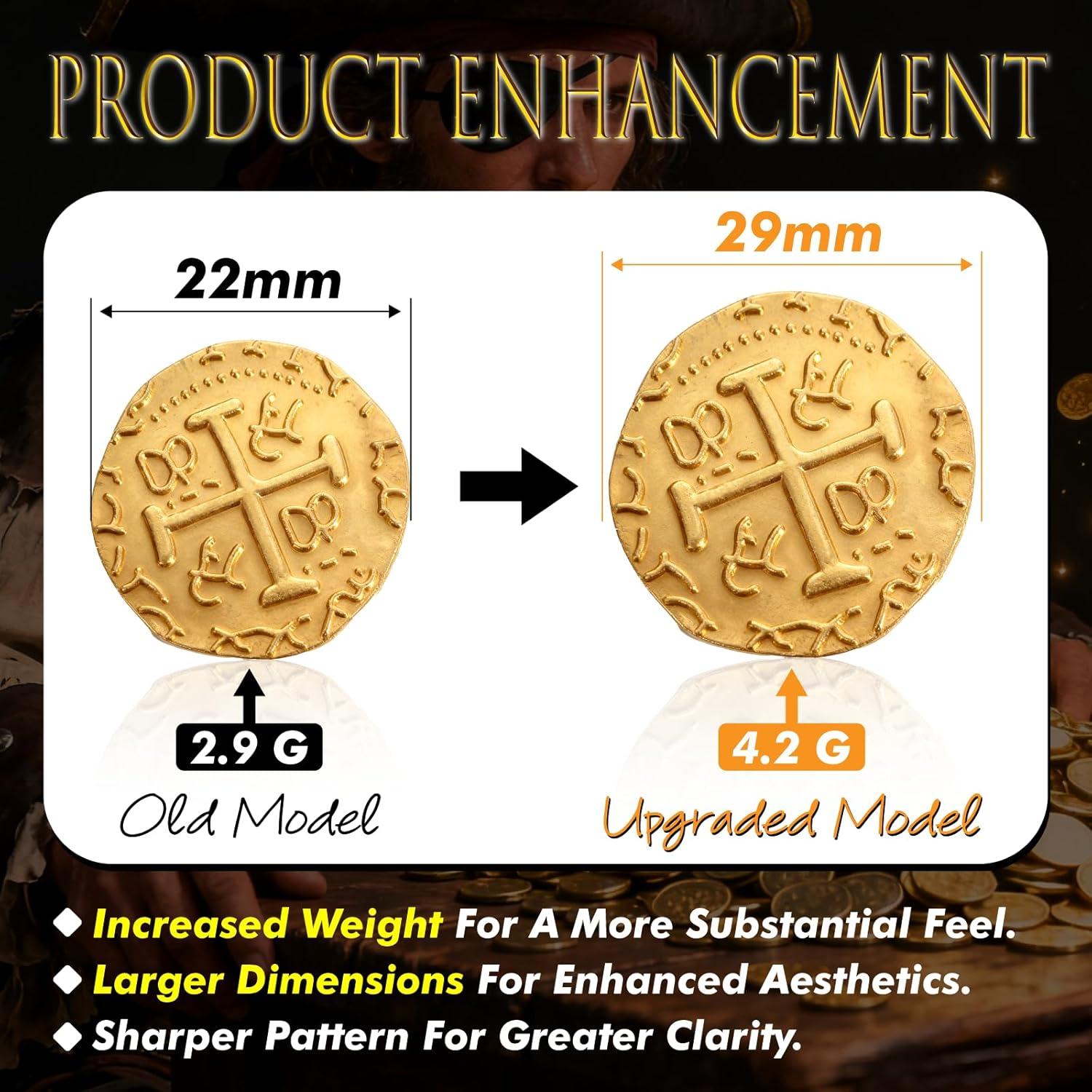 Juego de Monedas de Oro Pirata de Metal - 100 Pcs 30mm