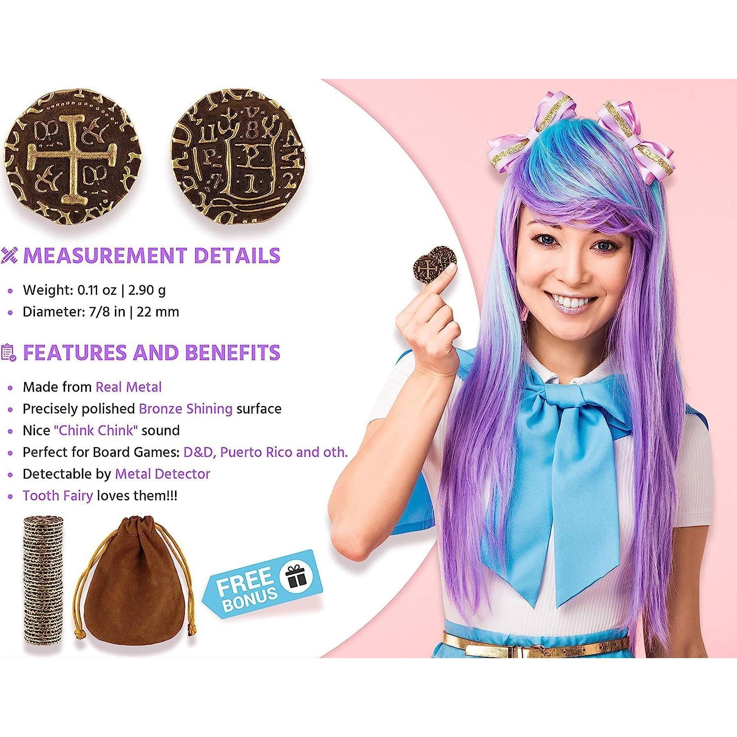 Set de 35 Monedas Pirata de Bronce Leib Games - 22 mm