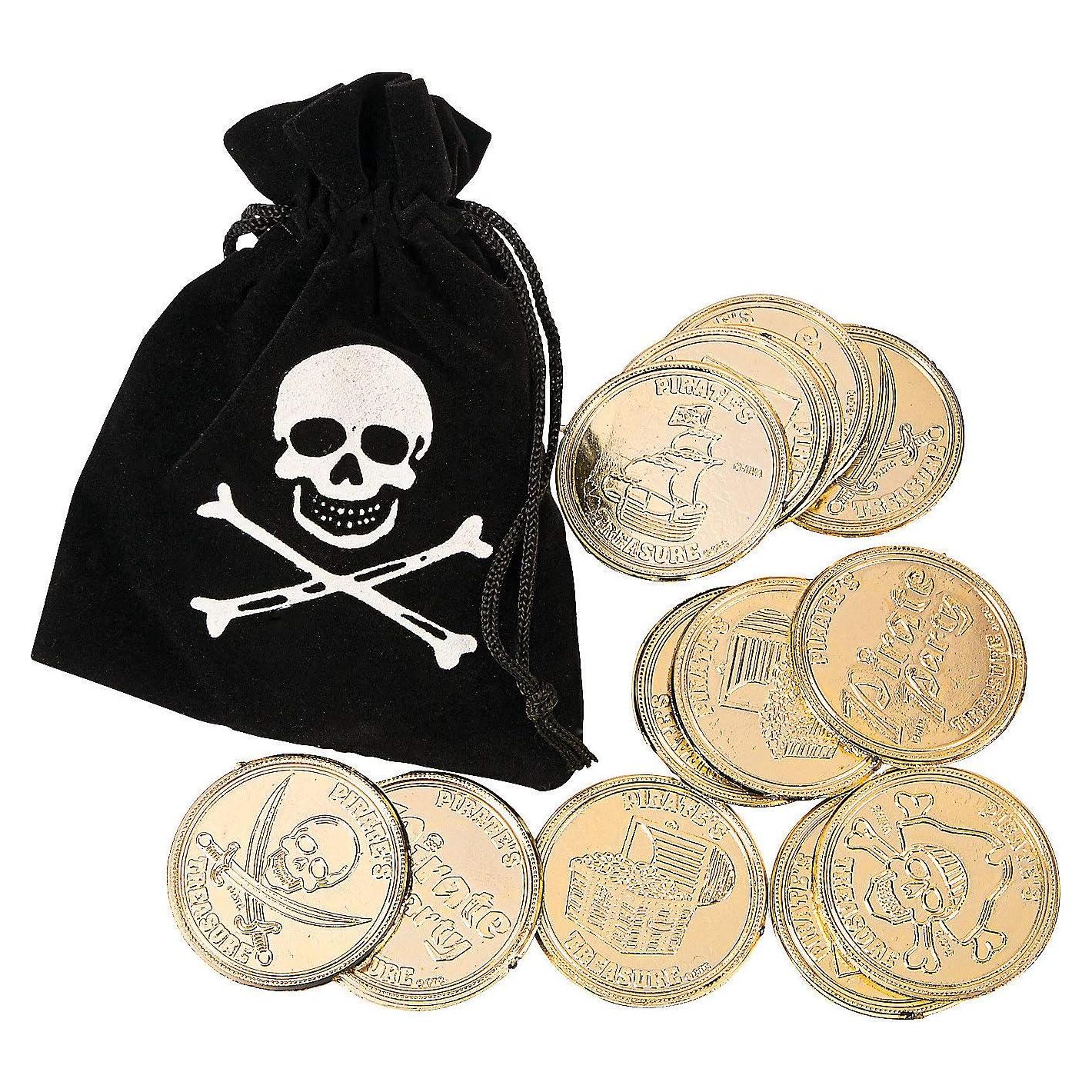 Bolsas de Cuerda de Pirata Fun Express con Monedas - 12 Conjuntos
