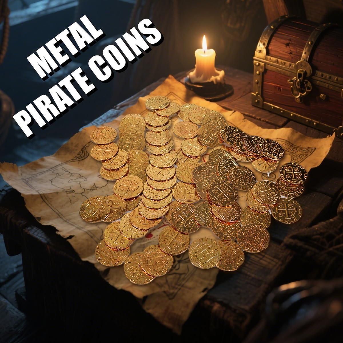 Juego de Monedas Piratas de Metal - 36 Pcs Oro y Plata