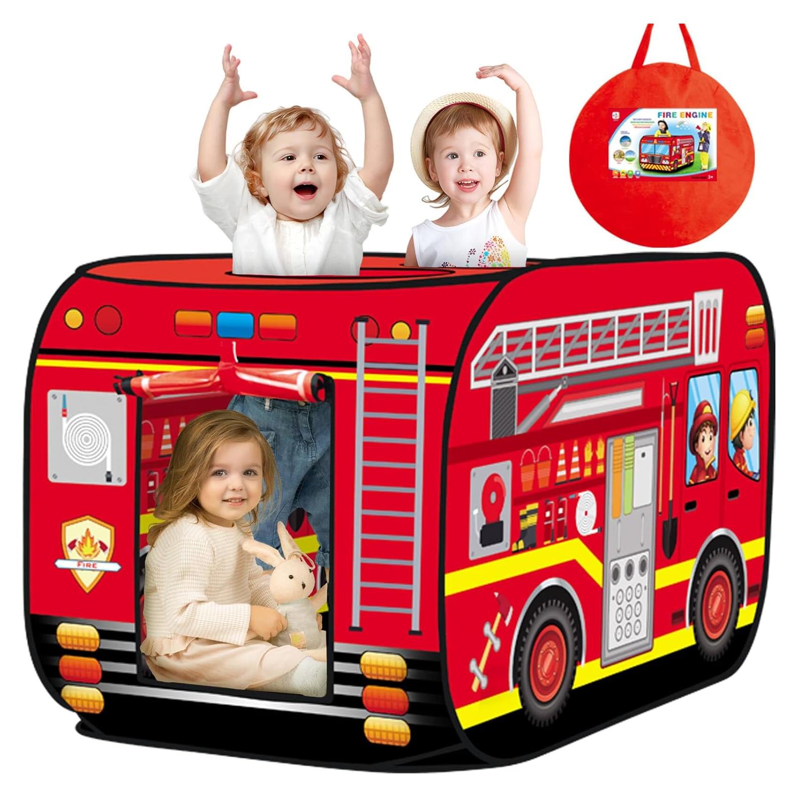 Tienda de Juego Pop Up Britik Camión de Bomberos 112x70cm