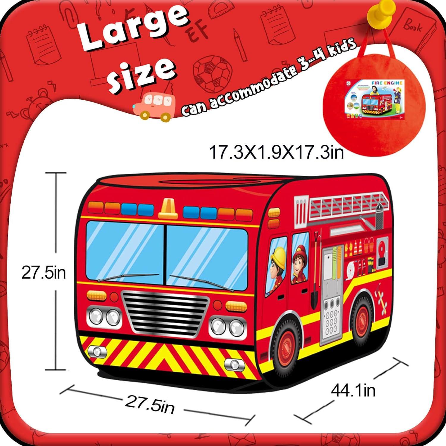 Tienda de Juego Pop Up Britik Camión de Bomberos 112x70cm